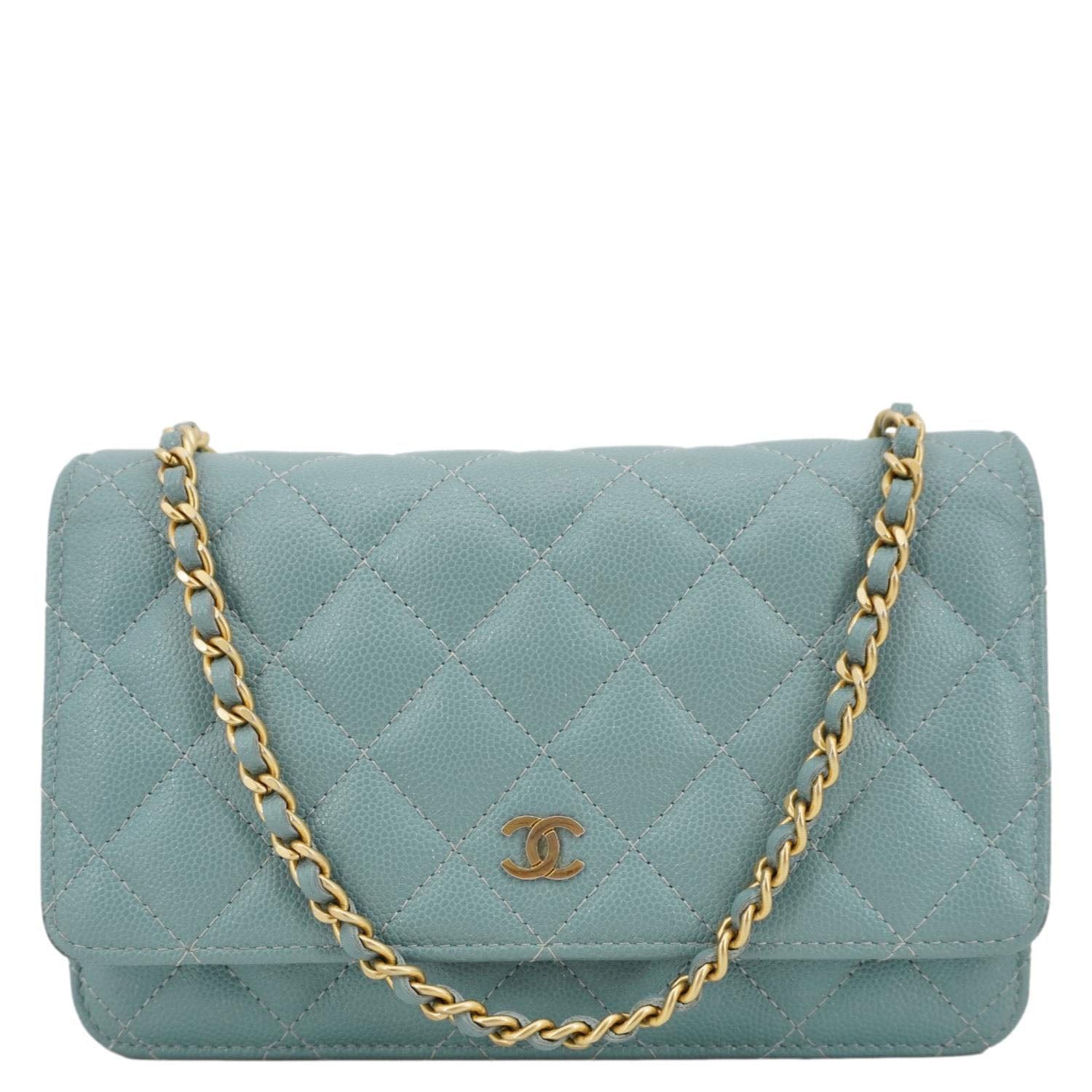 Chanel Wallet On Chain Quilted Caviar Leather Crossbody Bag Sea Green