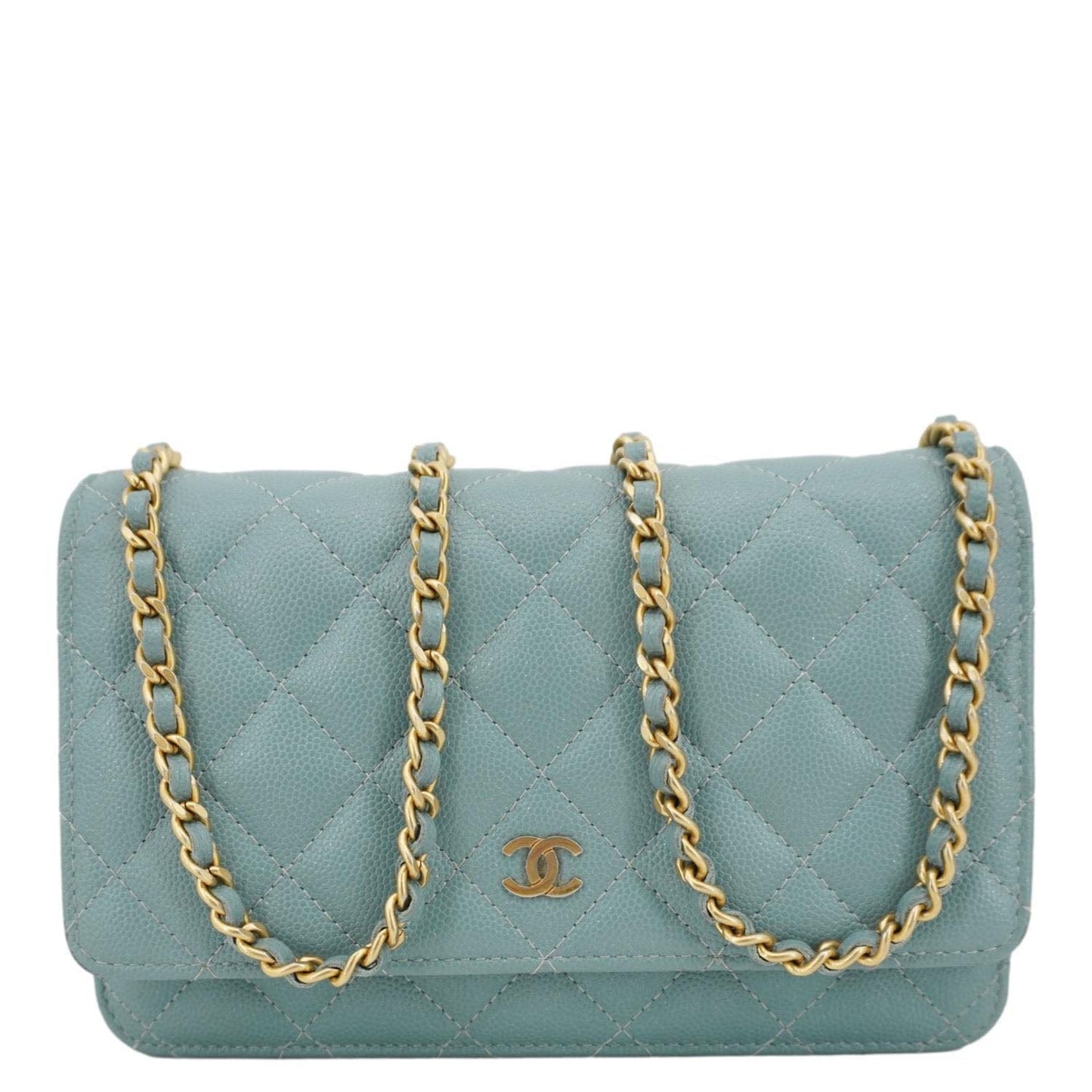 Chanel Wallet On Chain Quilted Caviar Leather Crossbody Bag Sea Green