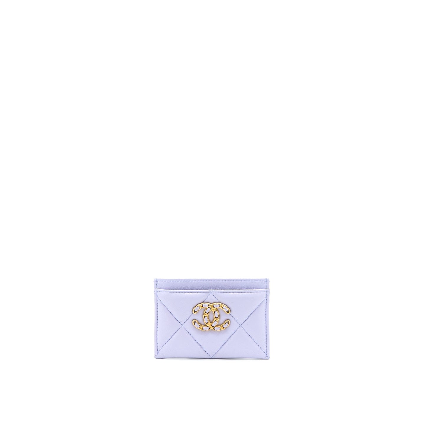Chanel 19 Card Holder Lambskin Light Purple Wallet Case