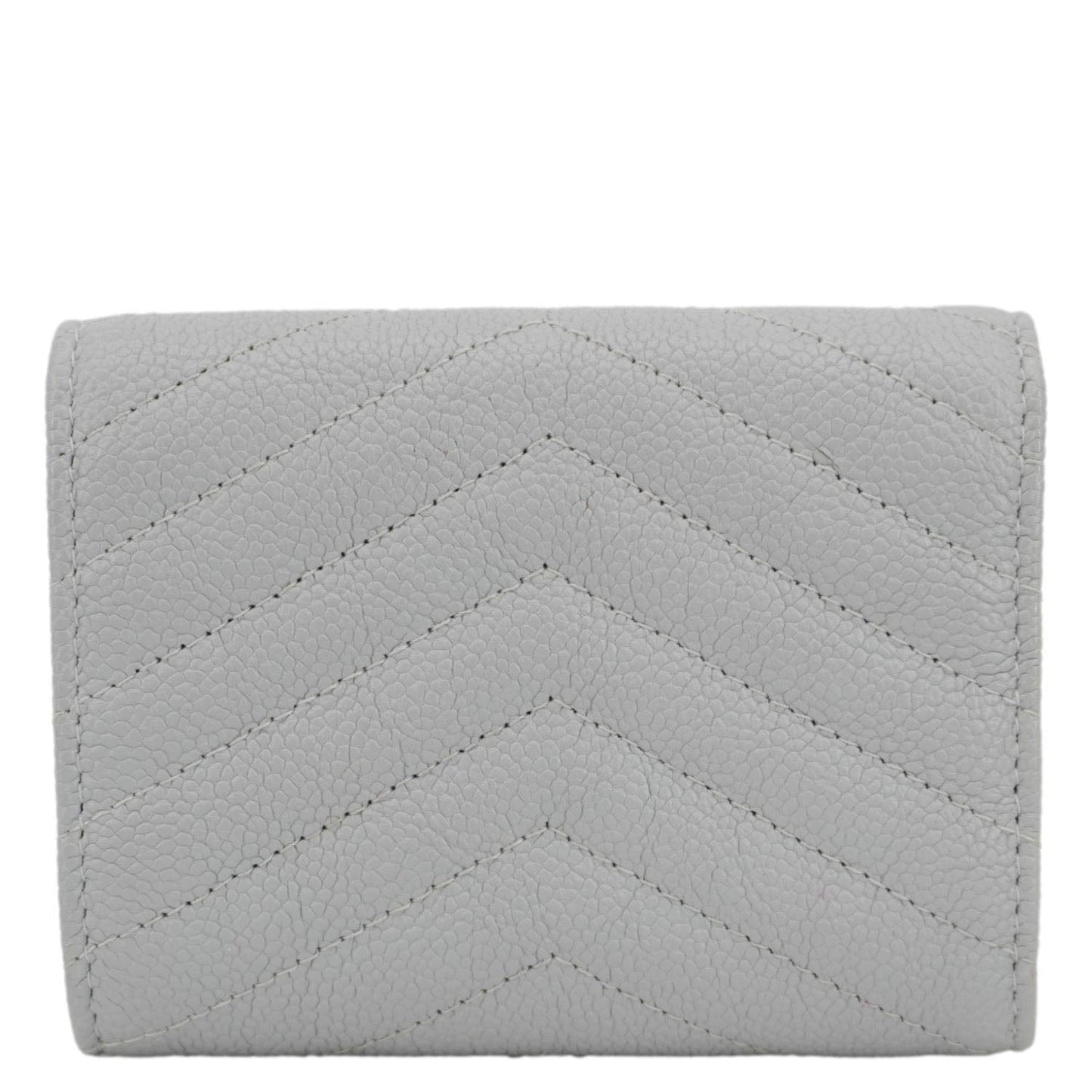Chanel Envelope Flap Chevron Caviar Leather Compact Wallet Grey