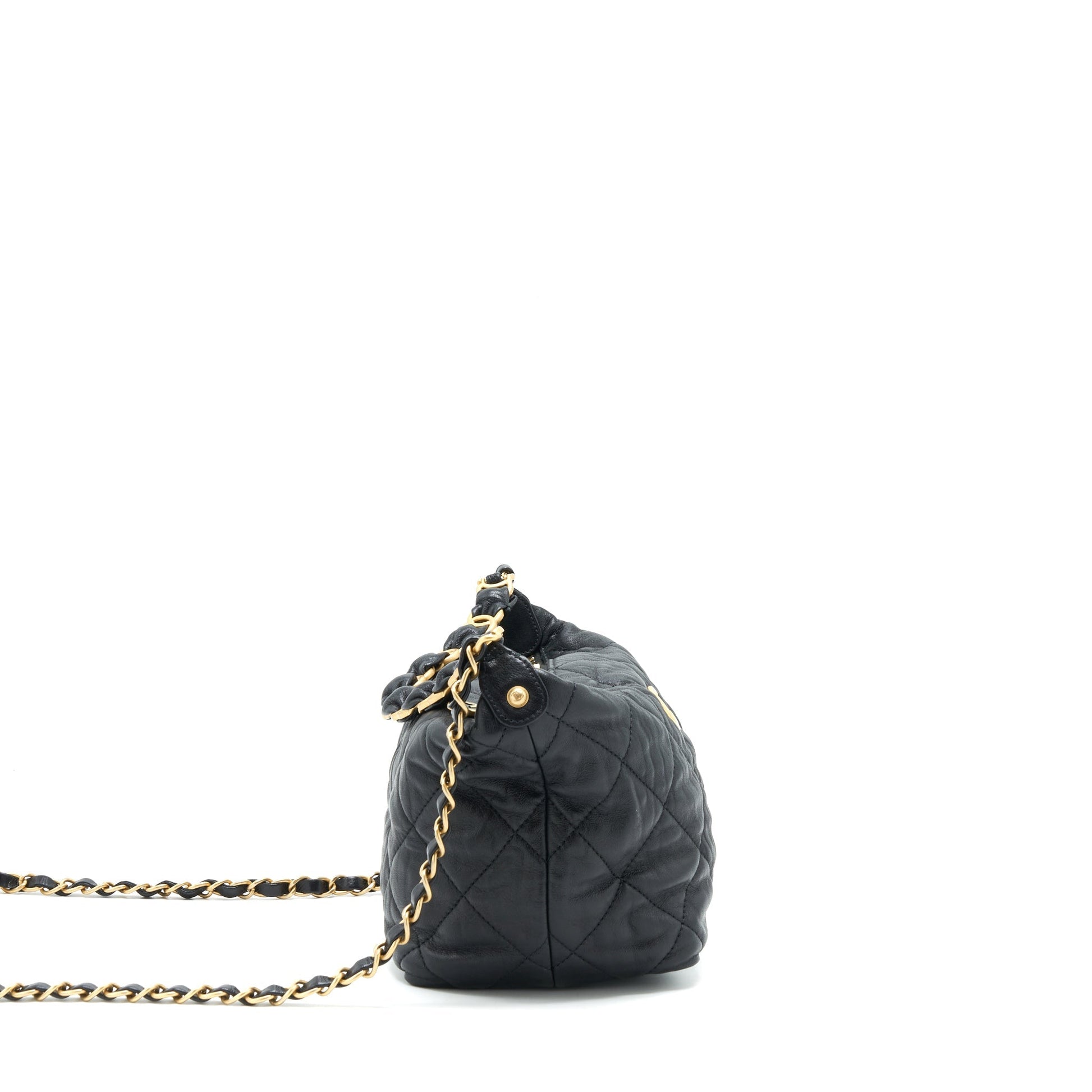 Chanel Hobo Lambskin GHW Black Crossbody Bag