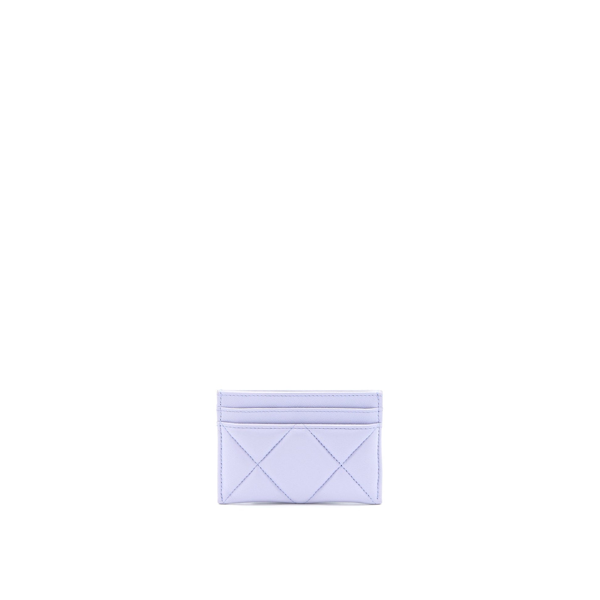Chanel 19 Card Holder Lambskin Light Purple Wallet Case