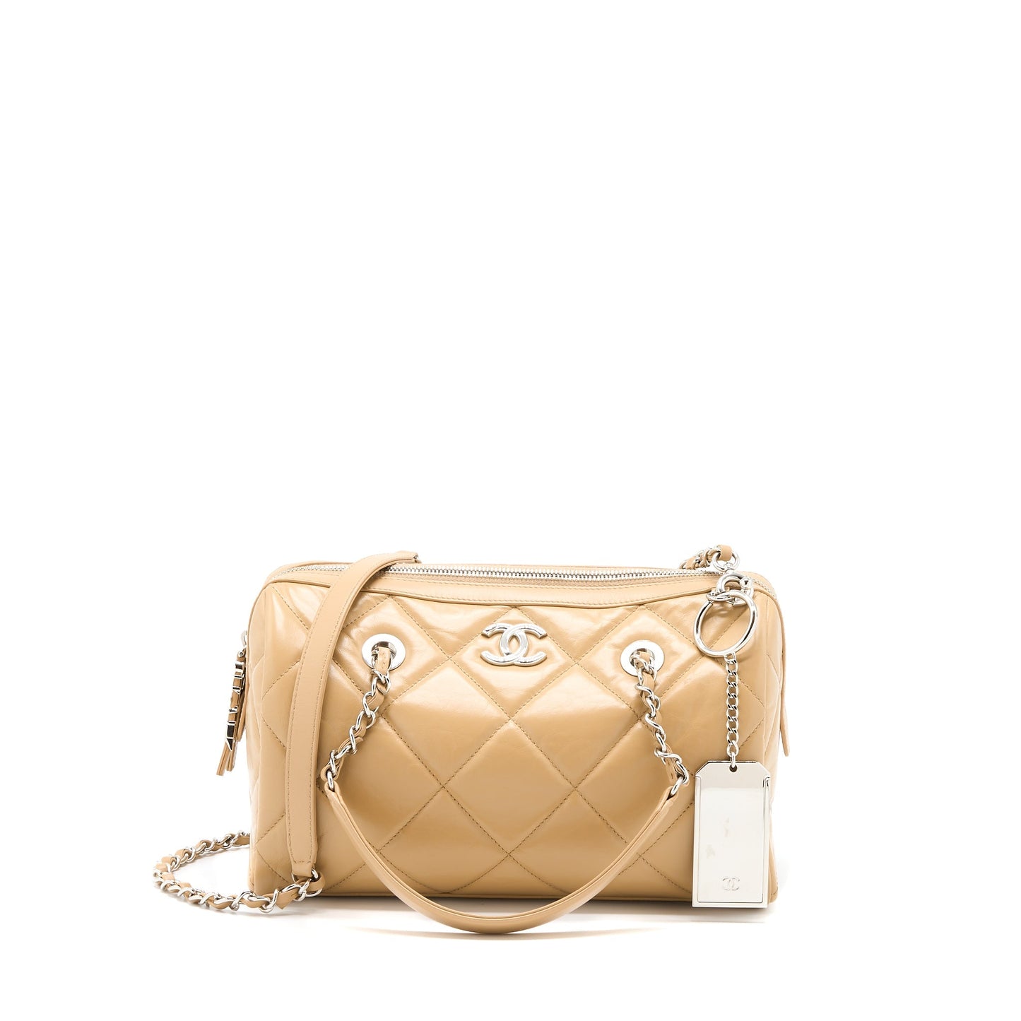 Chanel Bowling Aged Calfskin SHW Beige Handbag