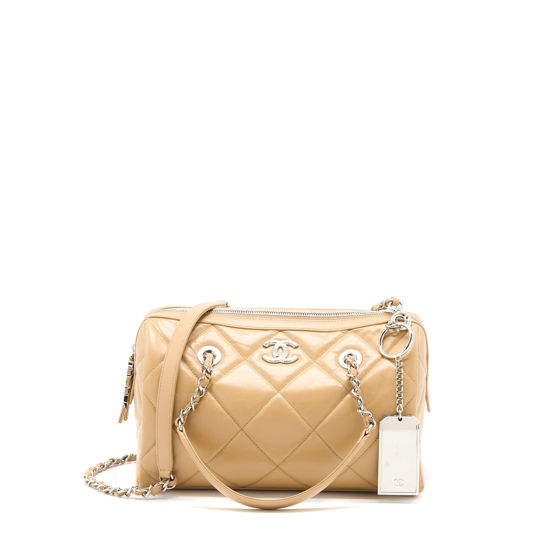 Chanel Bowling Aged Calfskin SHW Beige Handbag