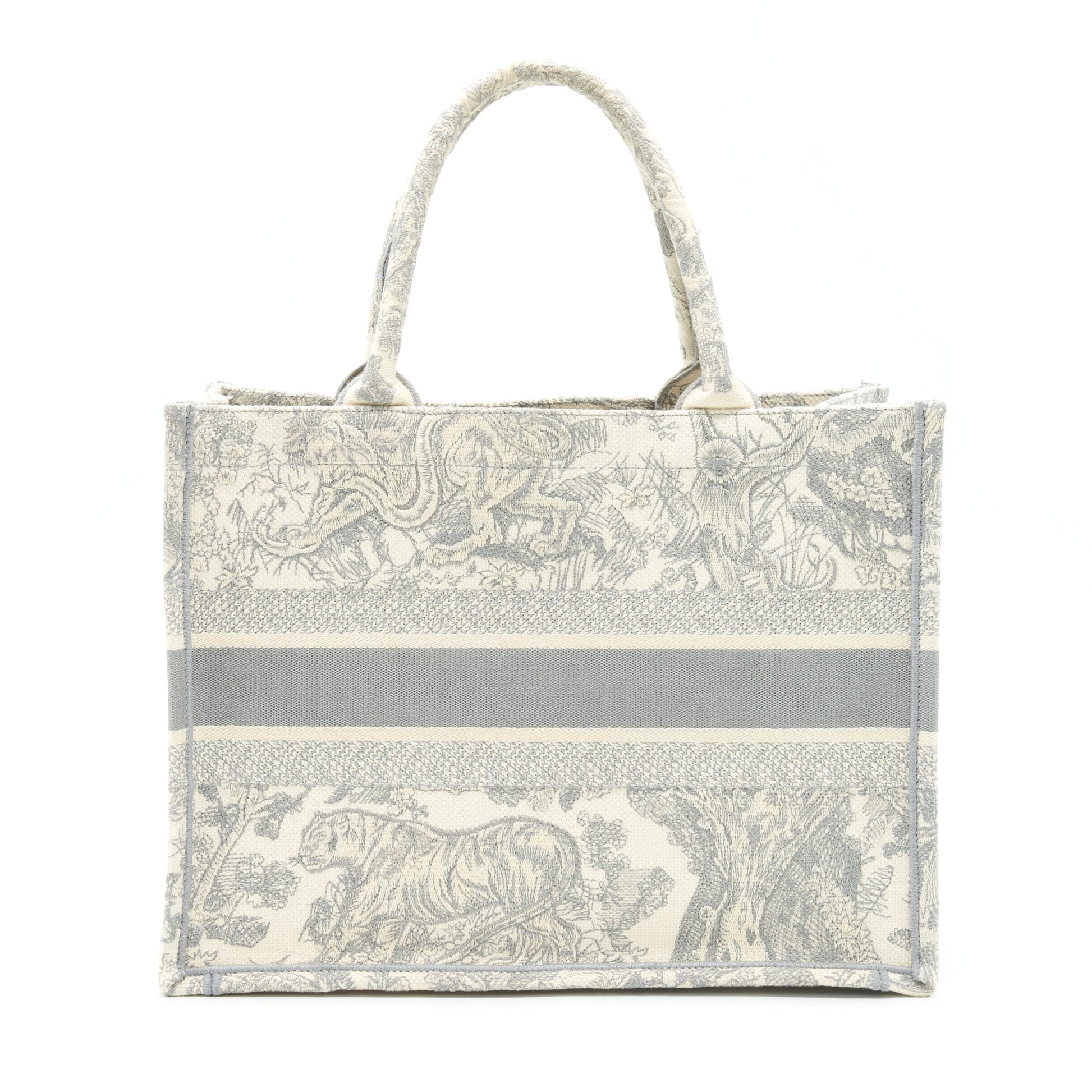 Dior Book Tote Grey Toile De Jouy Embroidery Medium Tote Bag