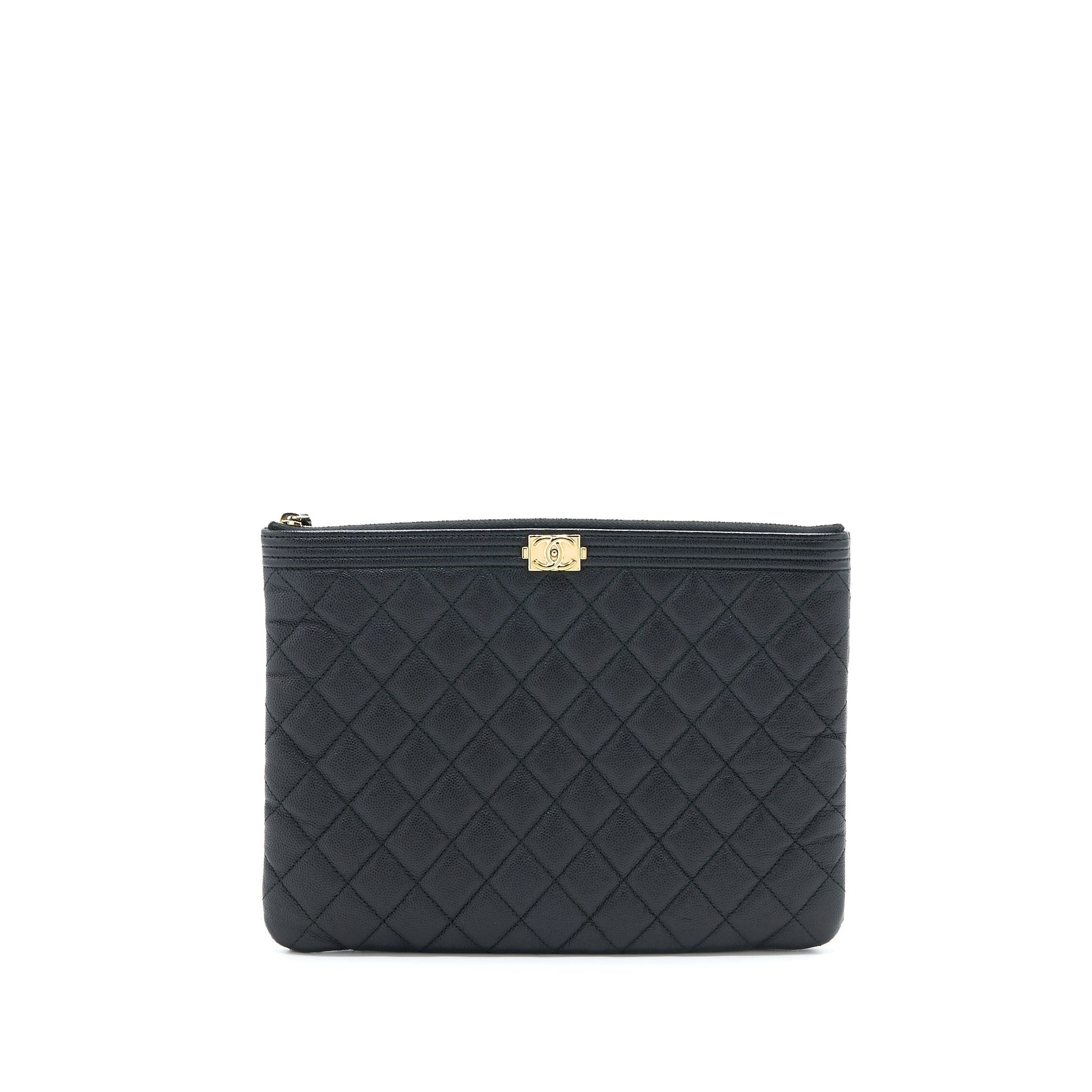 Chanel Boy Caviar GHW Black Clutch Bag