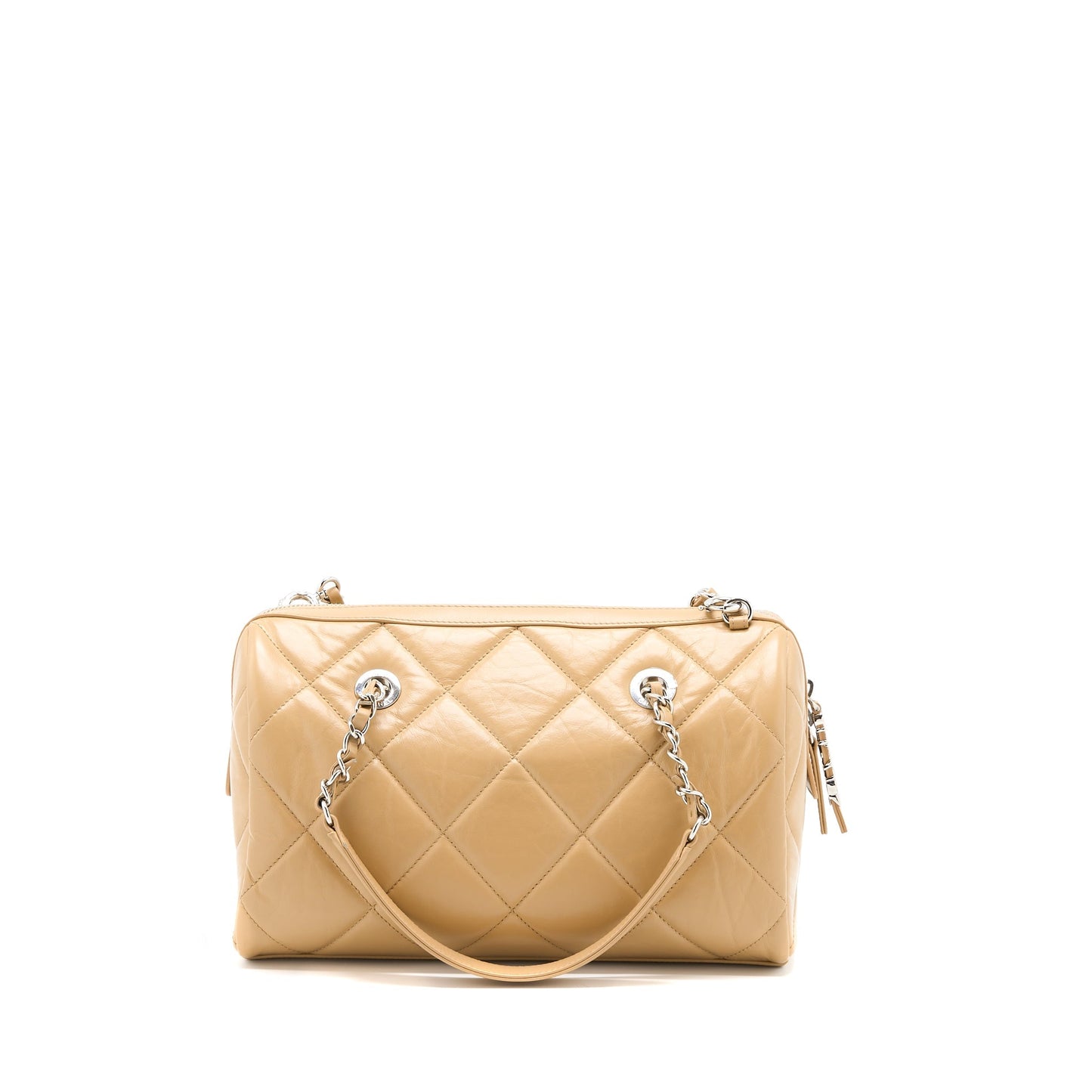Chanel Bowling Aged Calfskin SHW Beige Handbag