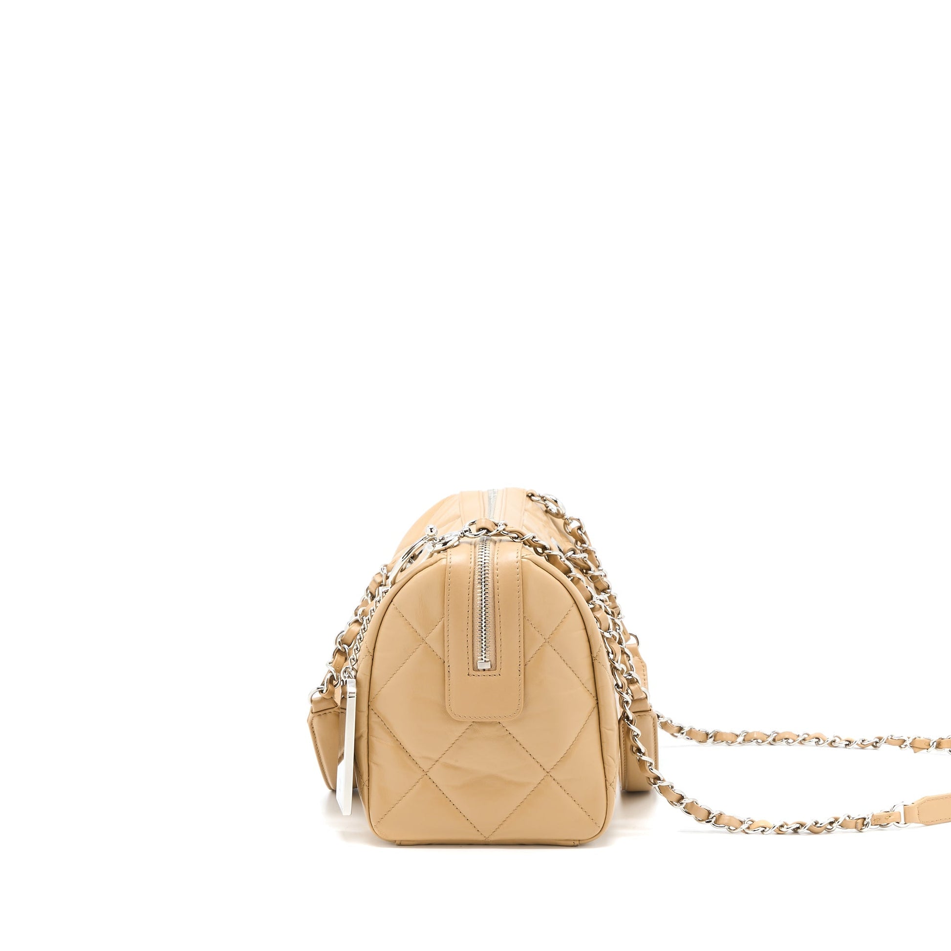Chanel Bowling Aged Calfskin SHW Beige Handbag