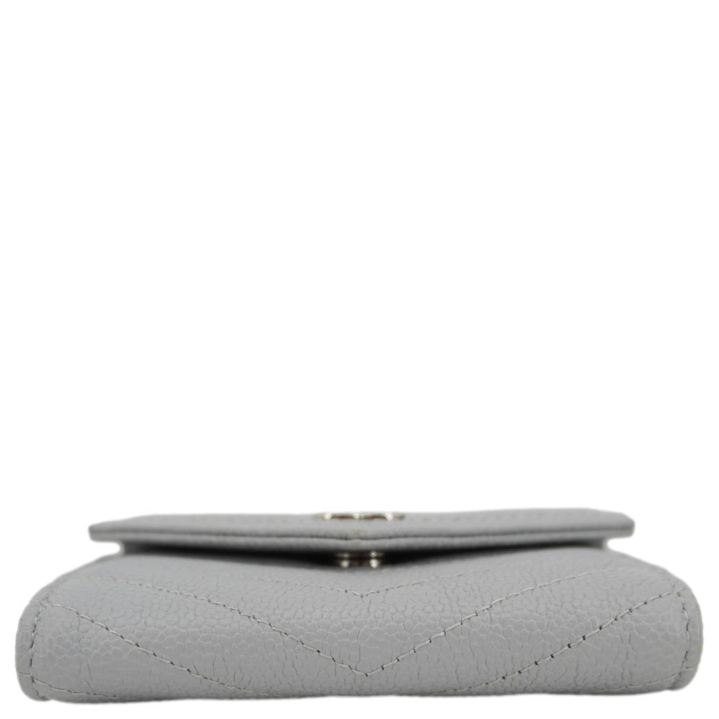 Chanel Envelope Flap Chevron Caviar Leather Compact Wallet Grey