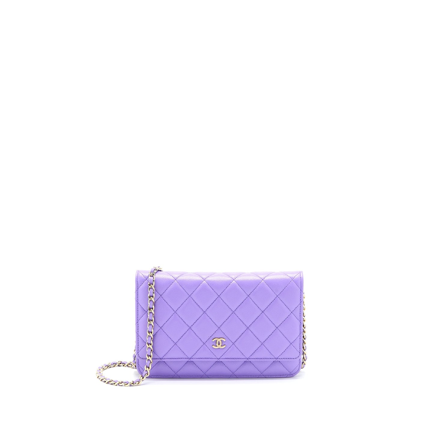 Chanel Classic On Caviar Purple LGHW Wallet Case