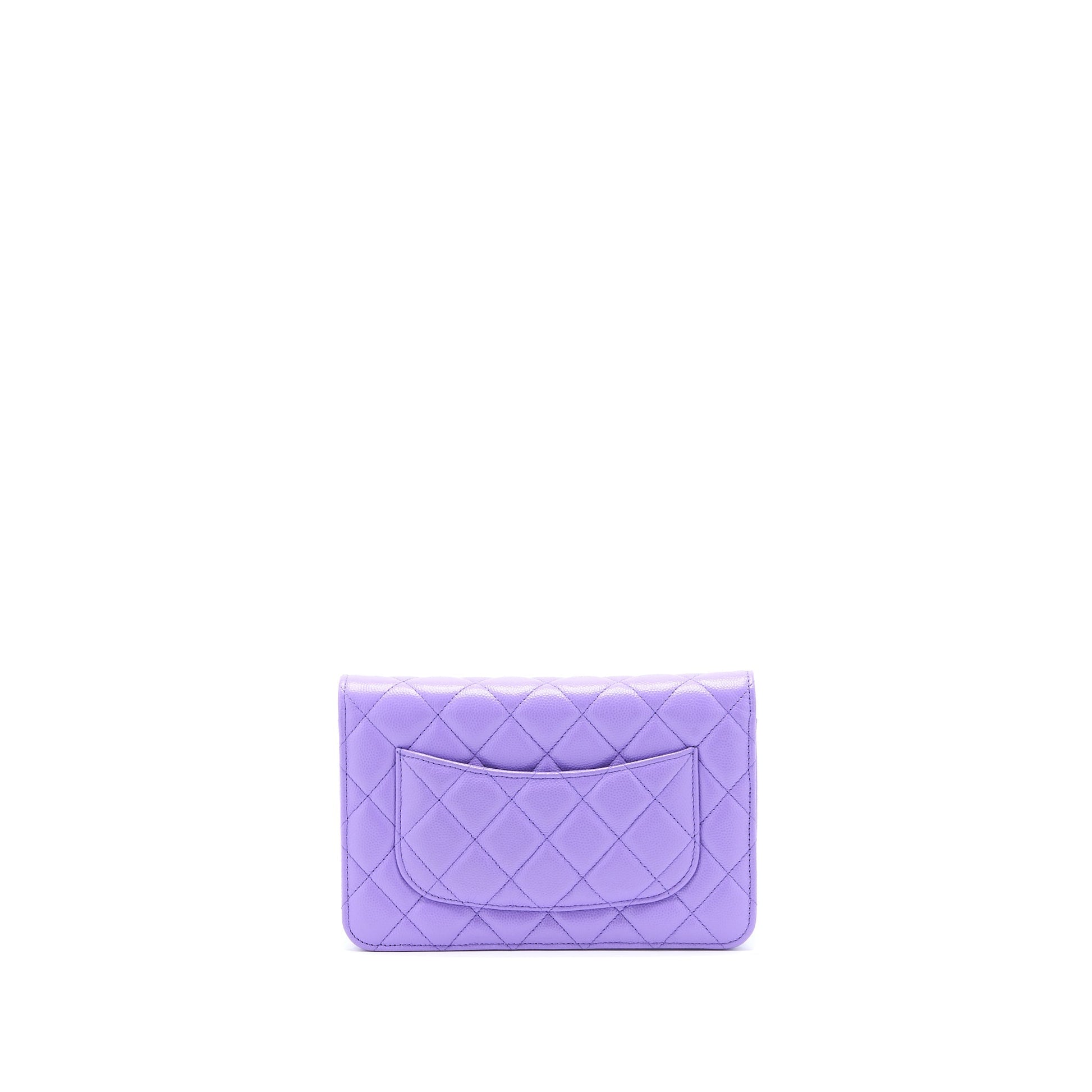 Chanel Classic On Caviar Purple LGHW Wallet Case