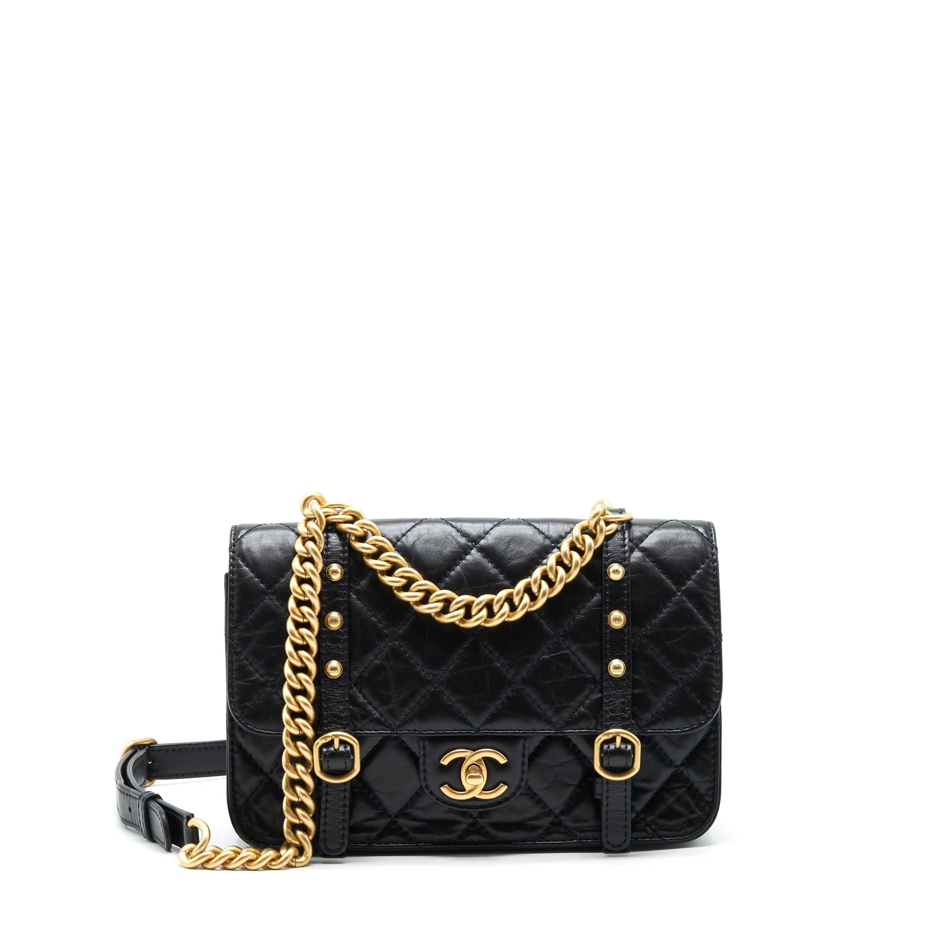 Chanel 21B Messenger Calfskin GHW Black Messenger Bag