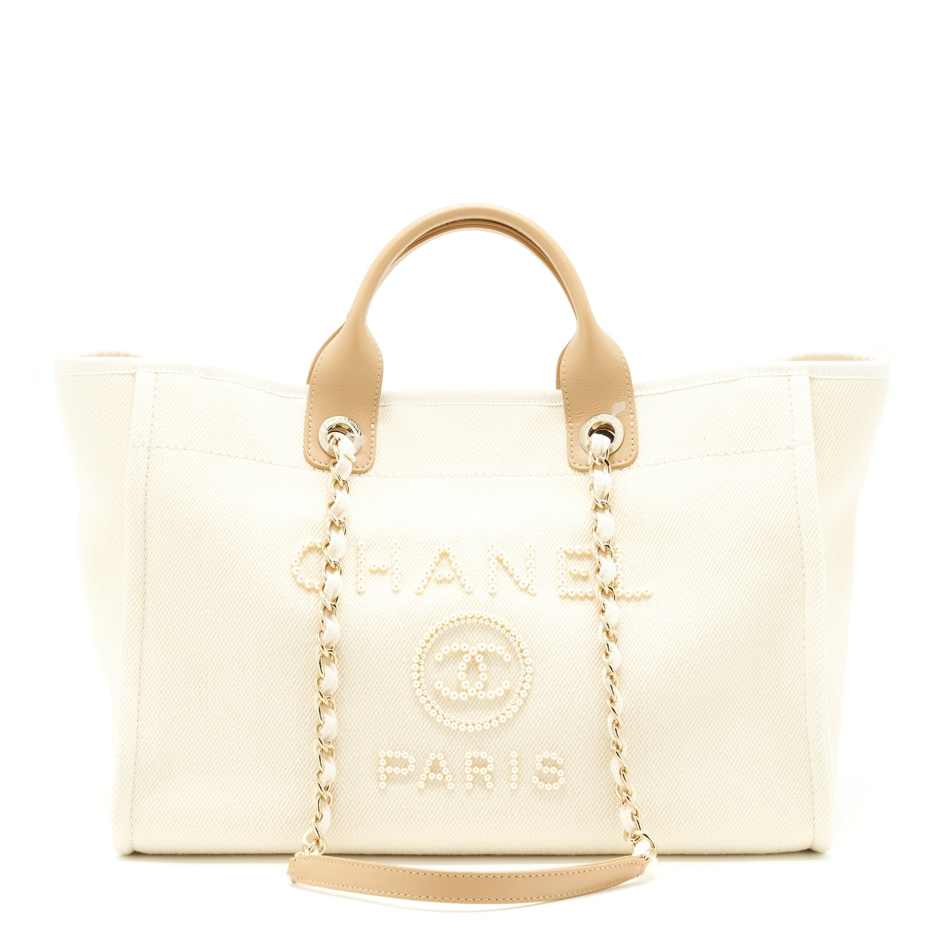 Chanel Deauville Light LGHW Beige Canvas Tote Bag