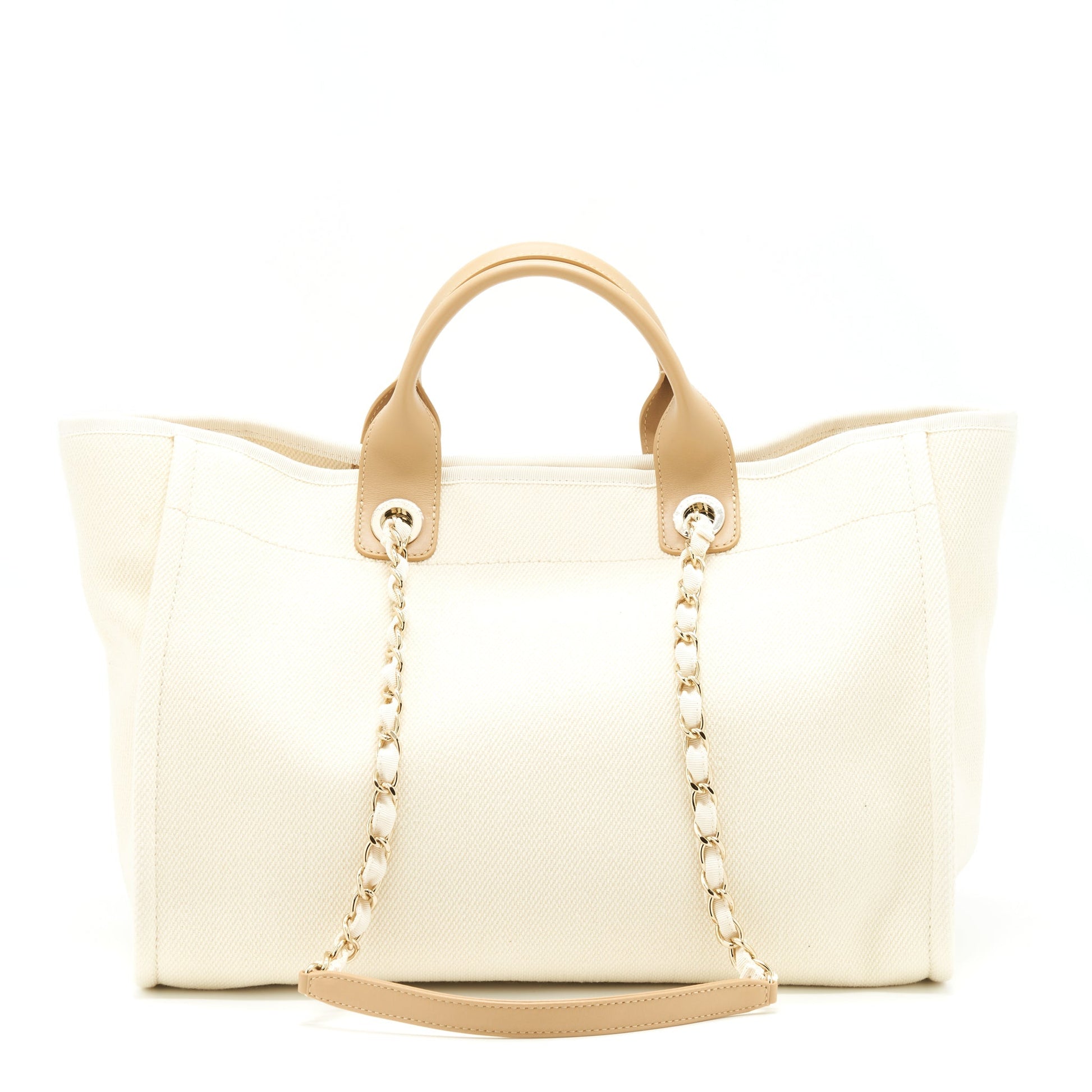 Chanel Deauville Light LGHW Beige Canvas Tote Bag