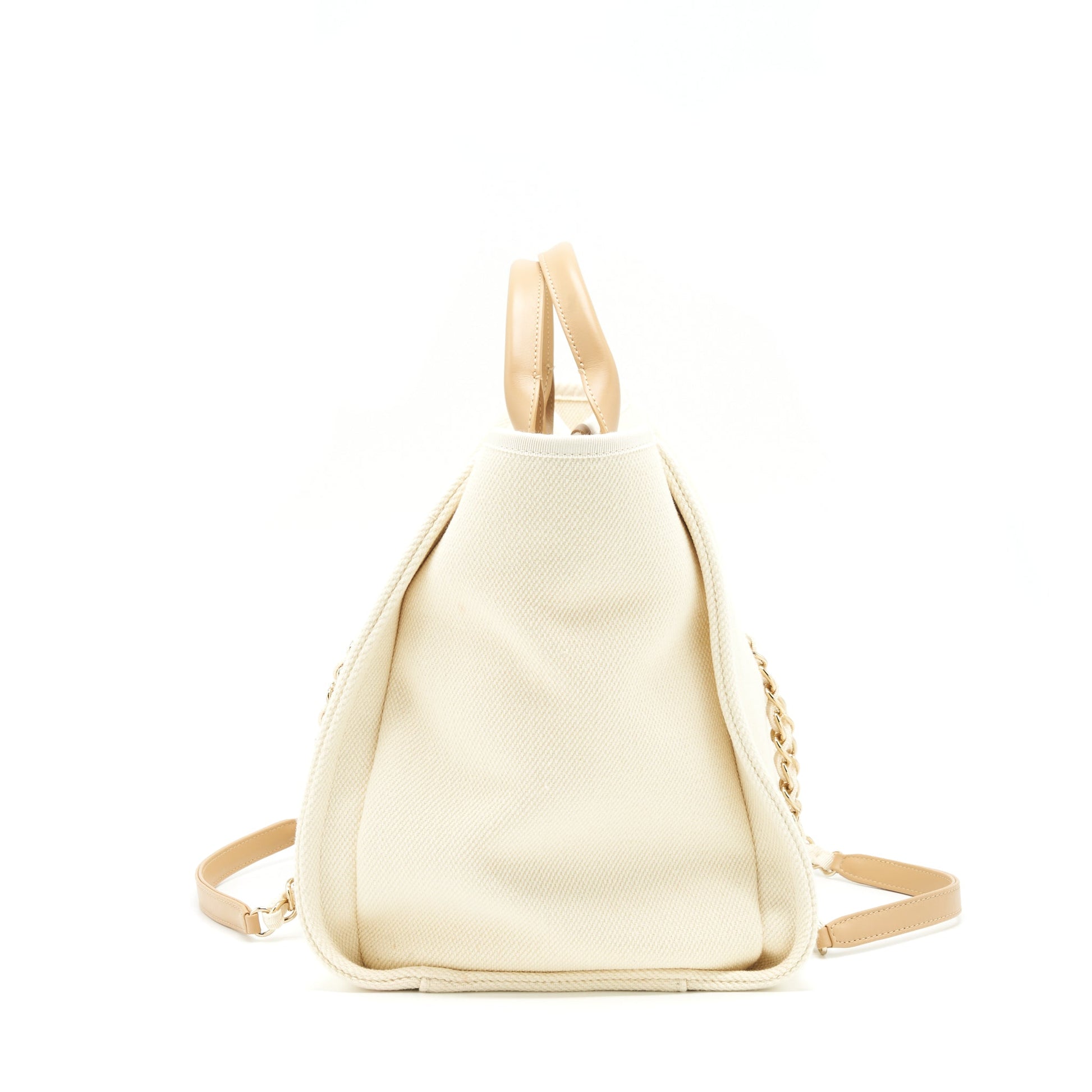 Chanel Deauville Light LGHW Beige Canvas Tote Bag