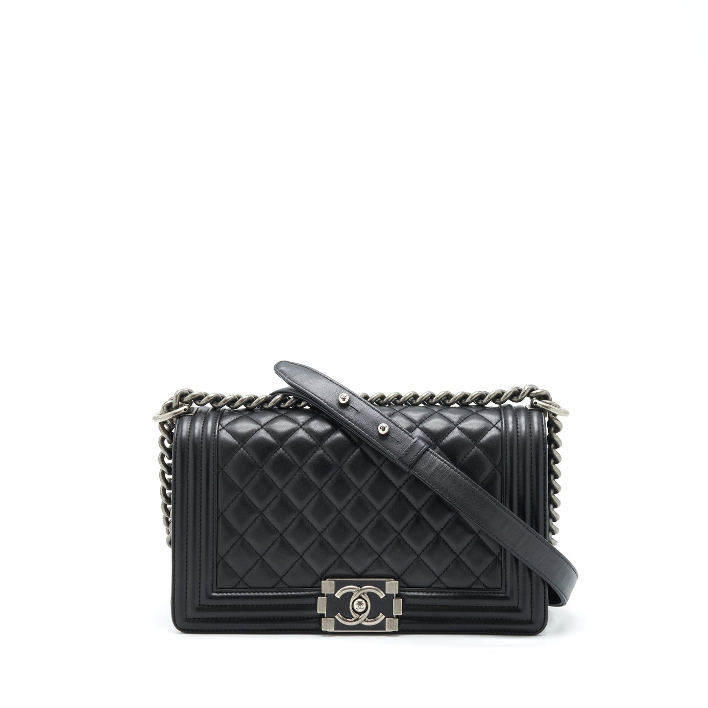 Chanel Boy Calfskin Ruthenium Hardware Black Handbag Black Hardware
