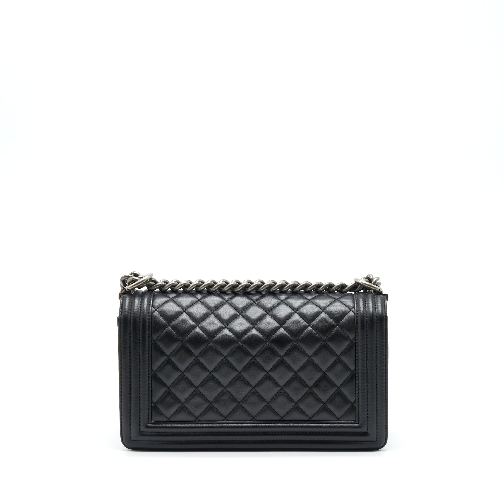 Chanel Boy Calfskin Ruthenium Hardware Black Handbag Black Hardware