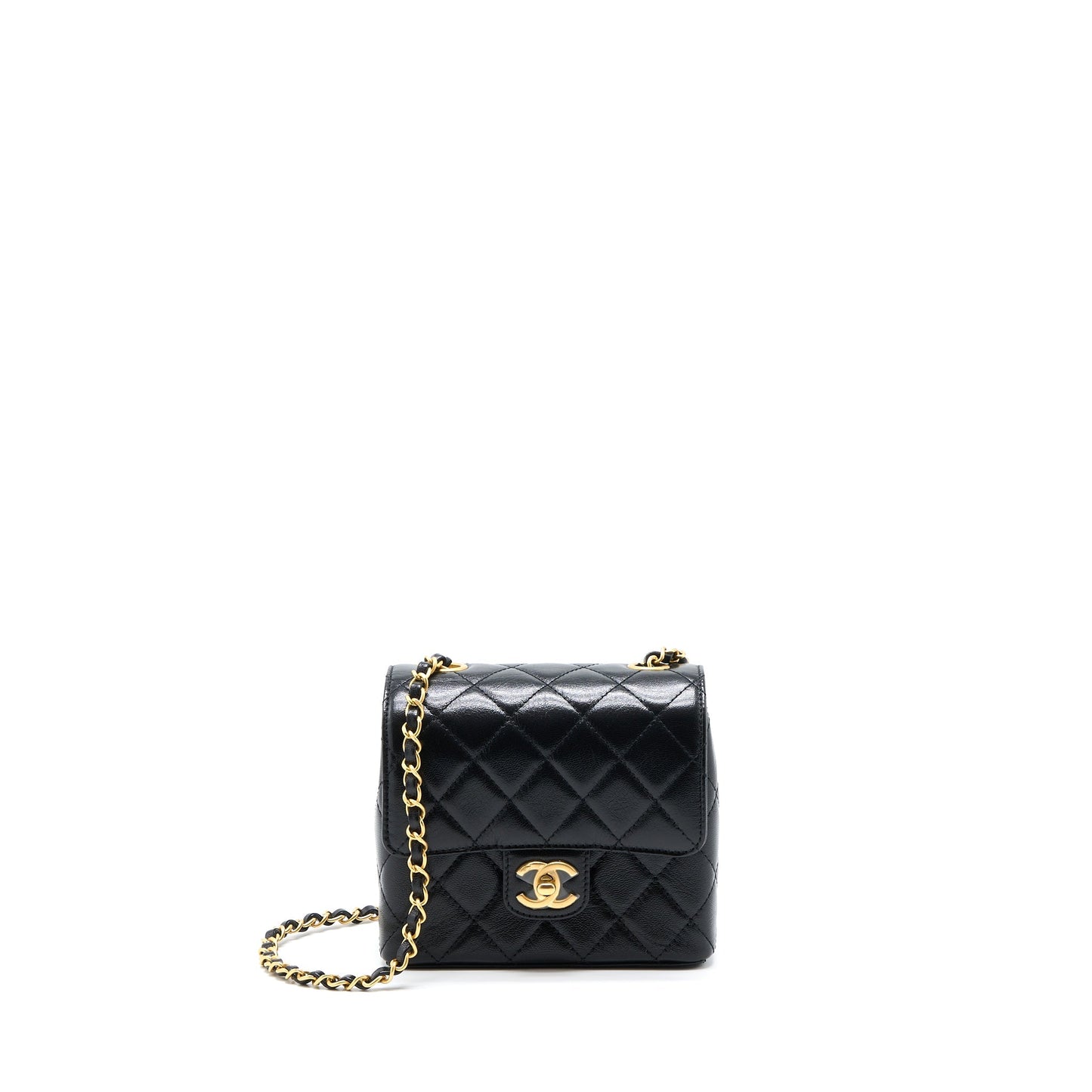 Chanel 22K Retro Classic New Square Flap Black Shoulder Bag Black Ghwmicrochip