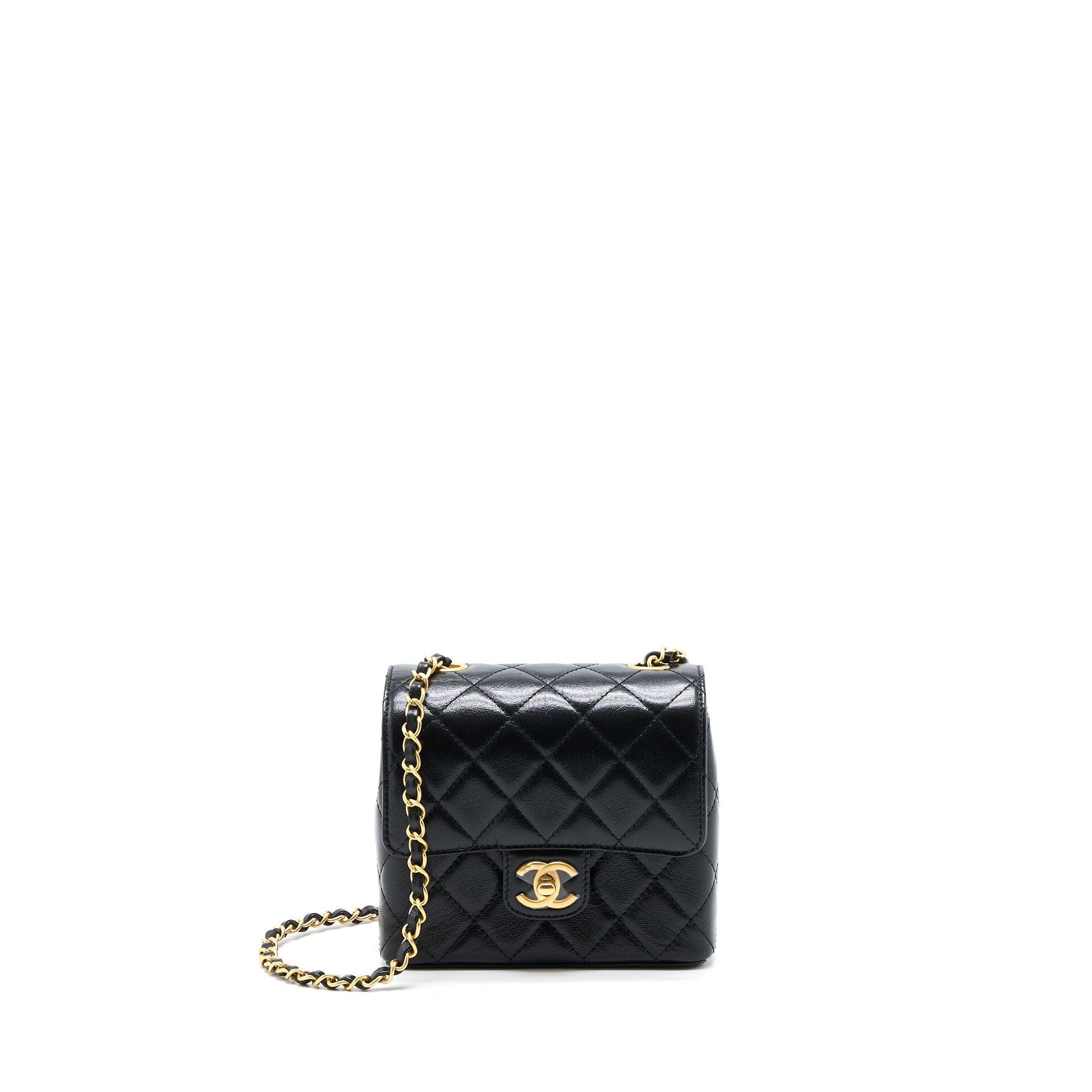 Chanel 22K Retro Classic New Square Flap Black Shoulder Bag Black Ghwmicrochip