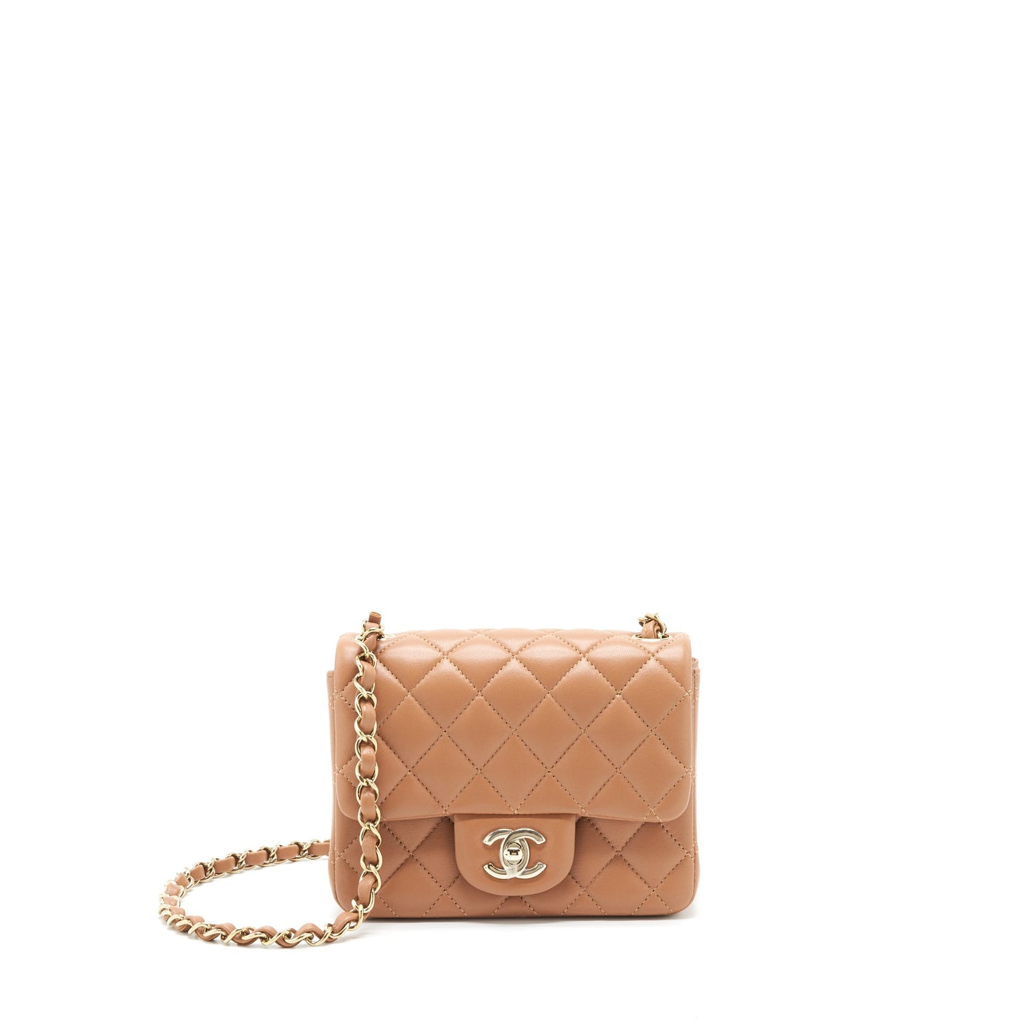 Chanel 22S Square Flap Lambskin Caramel LGHW Shoulder Bag