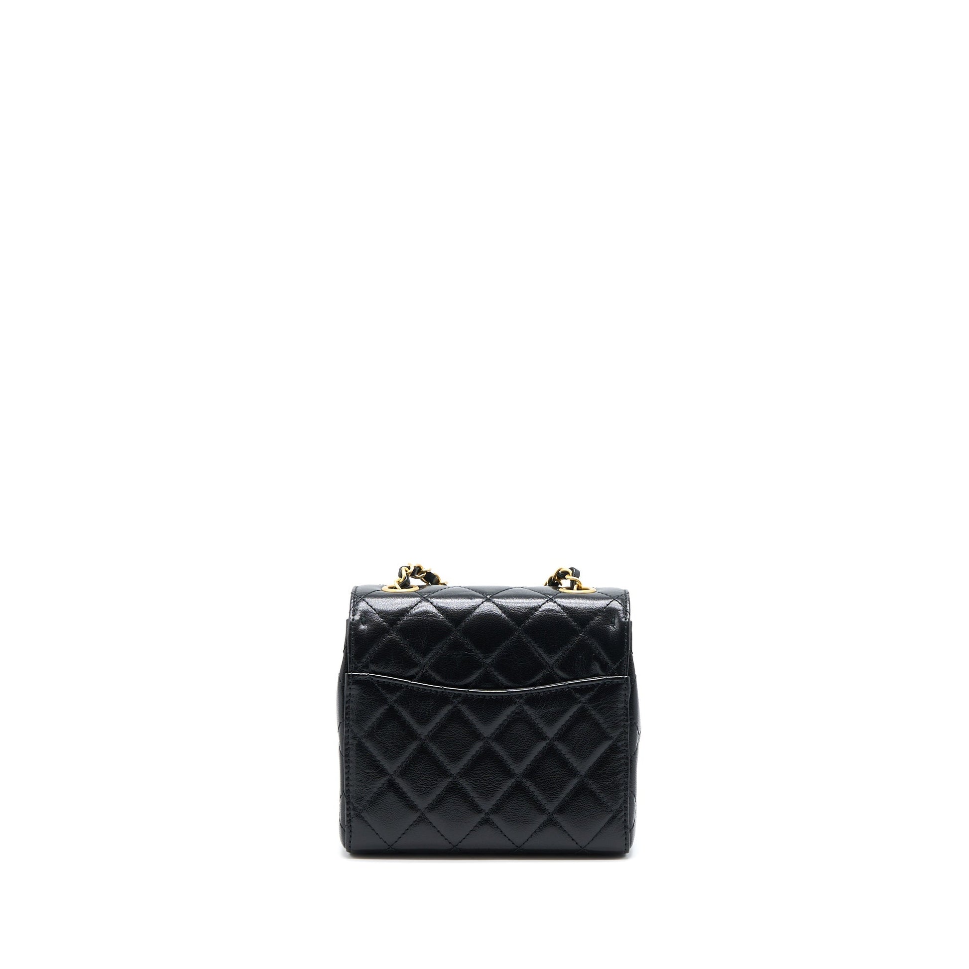 Chanel 22K Retro Classic New Square Flap Black Shoulder Bag Black Ghwmicrochip