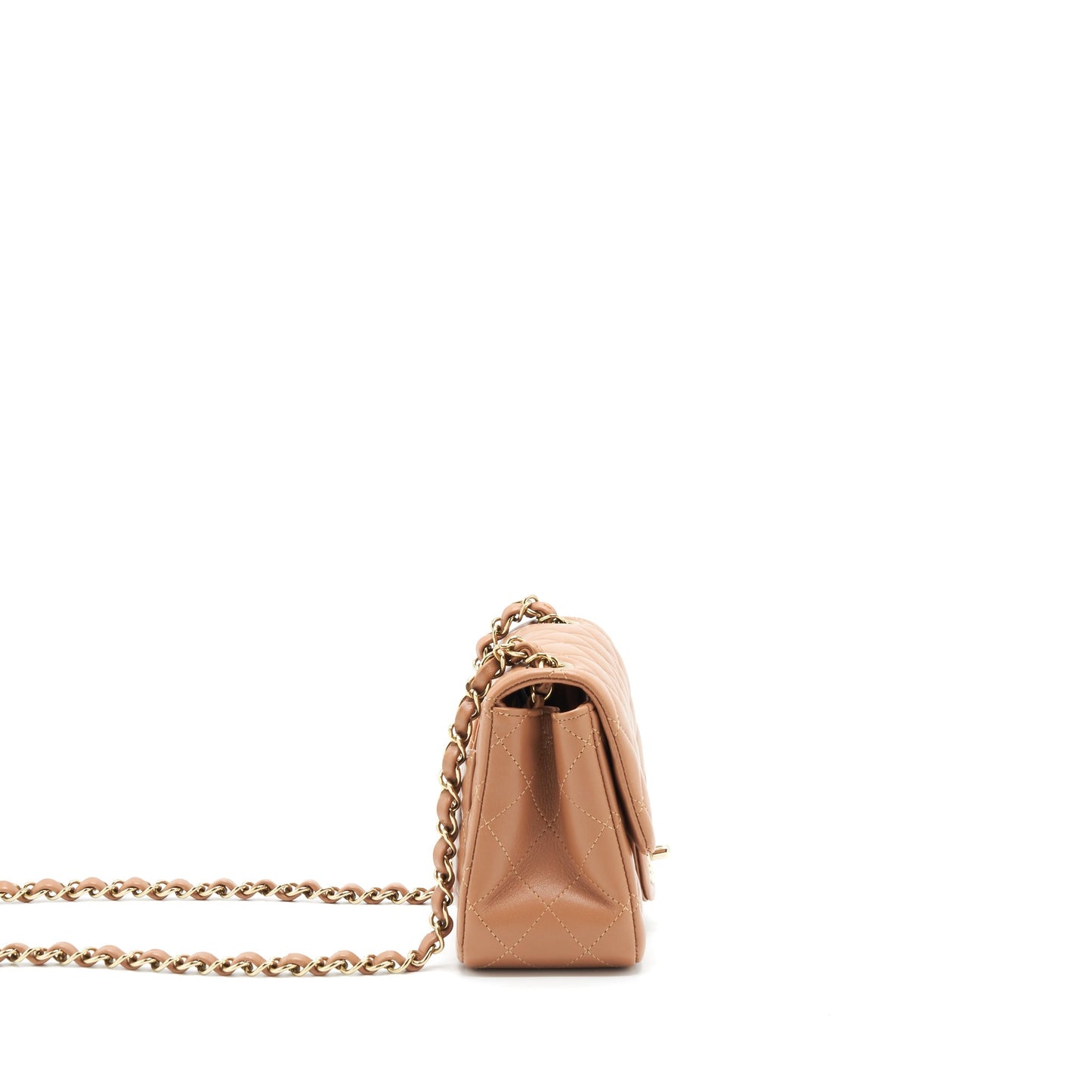 Chanel 22S Square Flap Lambskin Caramel LGHW Shoulder Bag