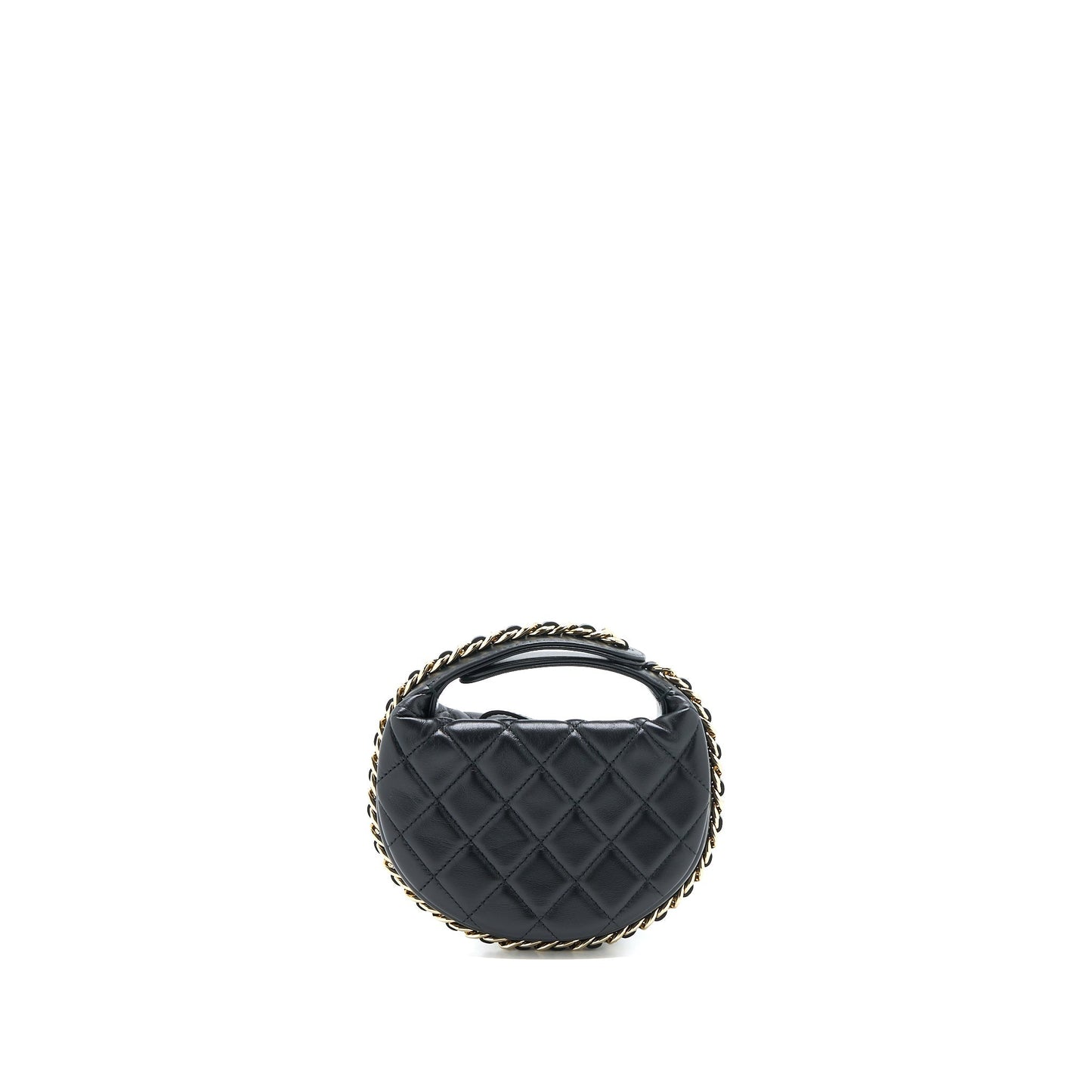 Chanel 23C Round Lambskin LGHW Microchip Black Clutch Bag