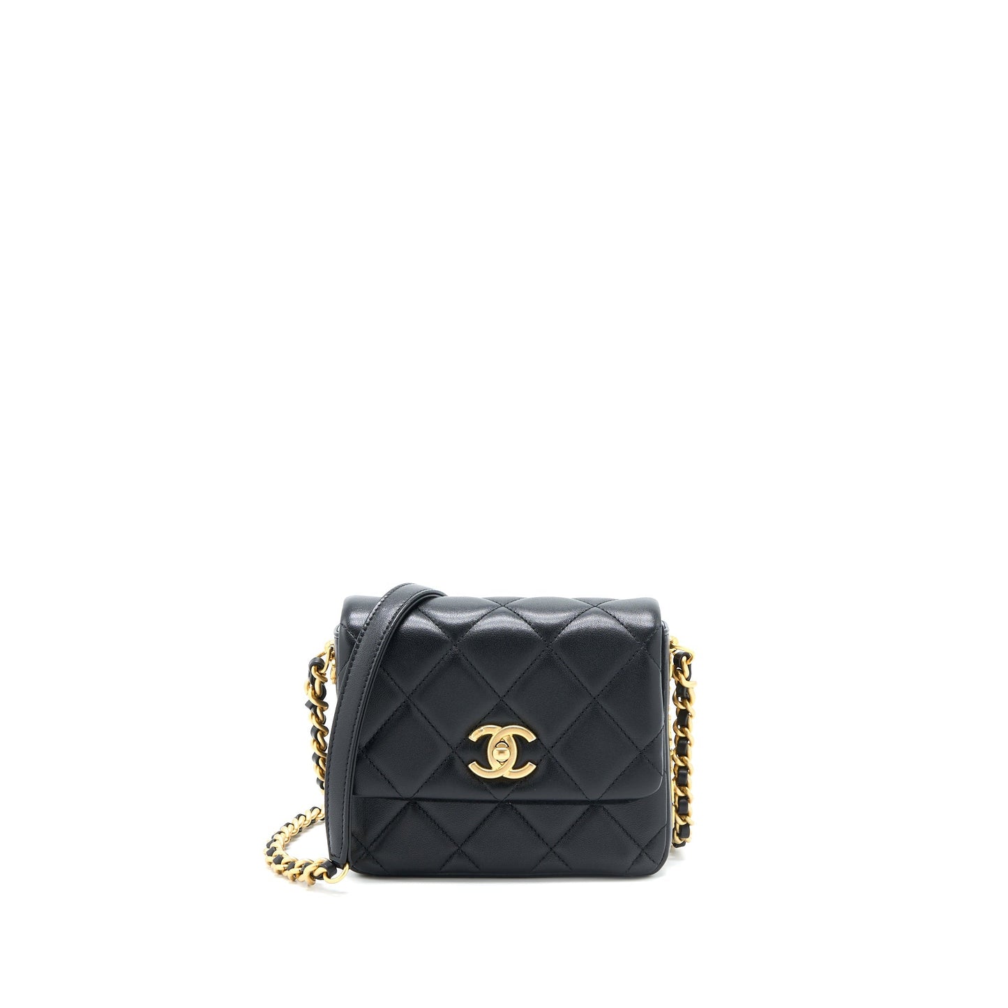 Chanel 21B Seasonal Quilted Square Flap Lambskin Black Shoulder Bag