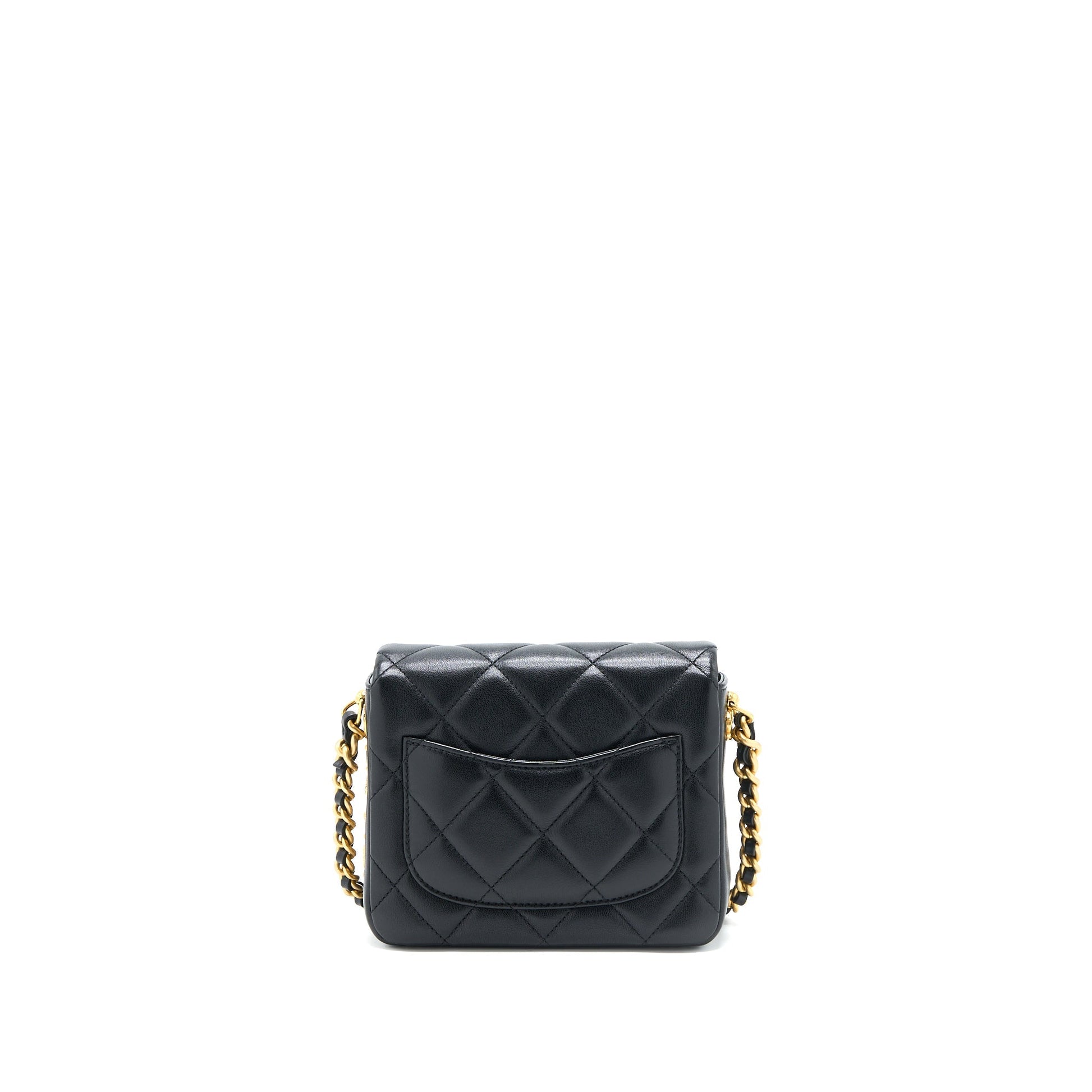 Chanel 21B Seasonal Quilted Square Flap Lambskin Black Shoulder Bag