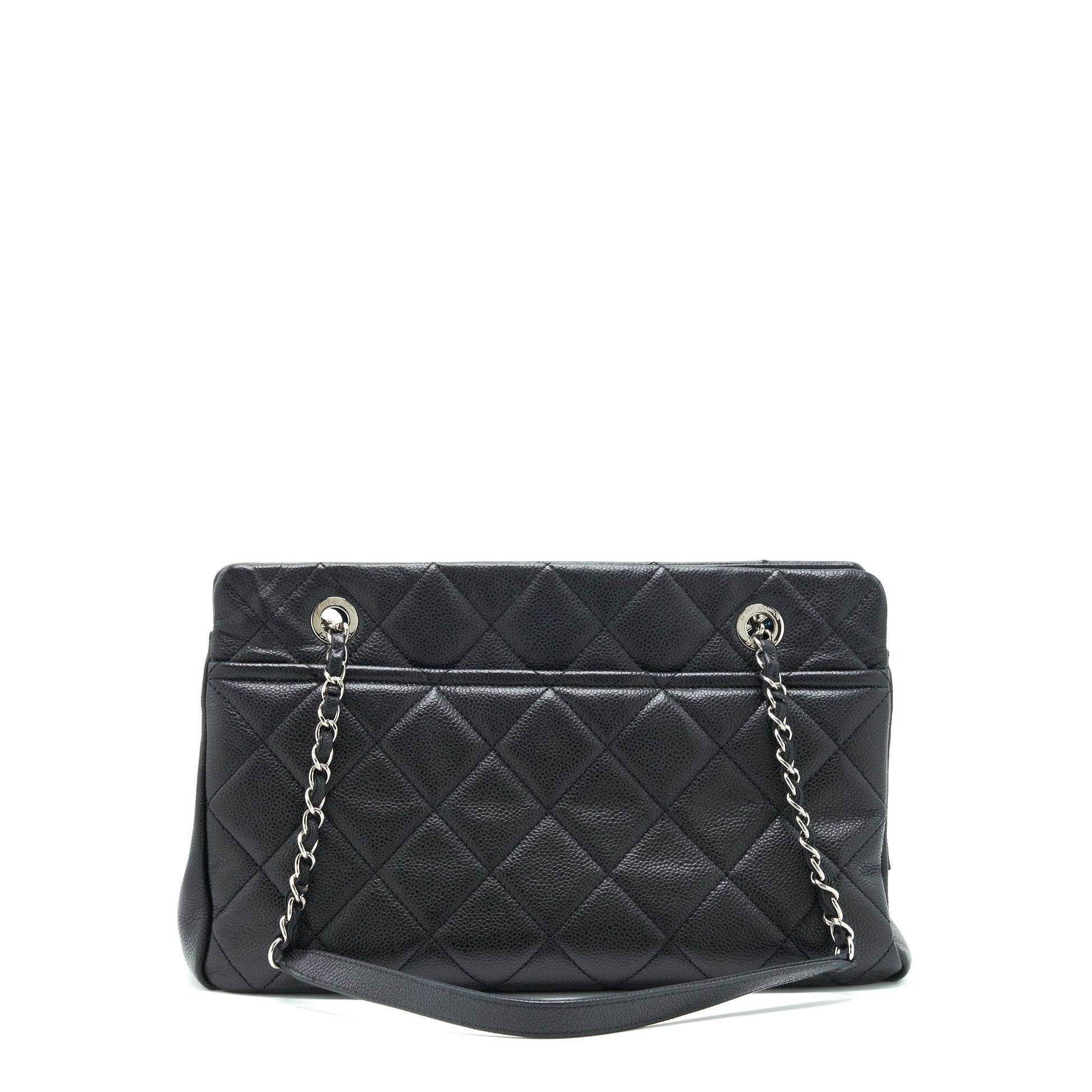 Chanel CC Logo Caviar SHW Black Tote Bag