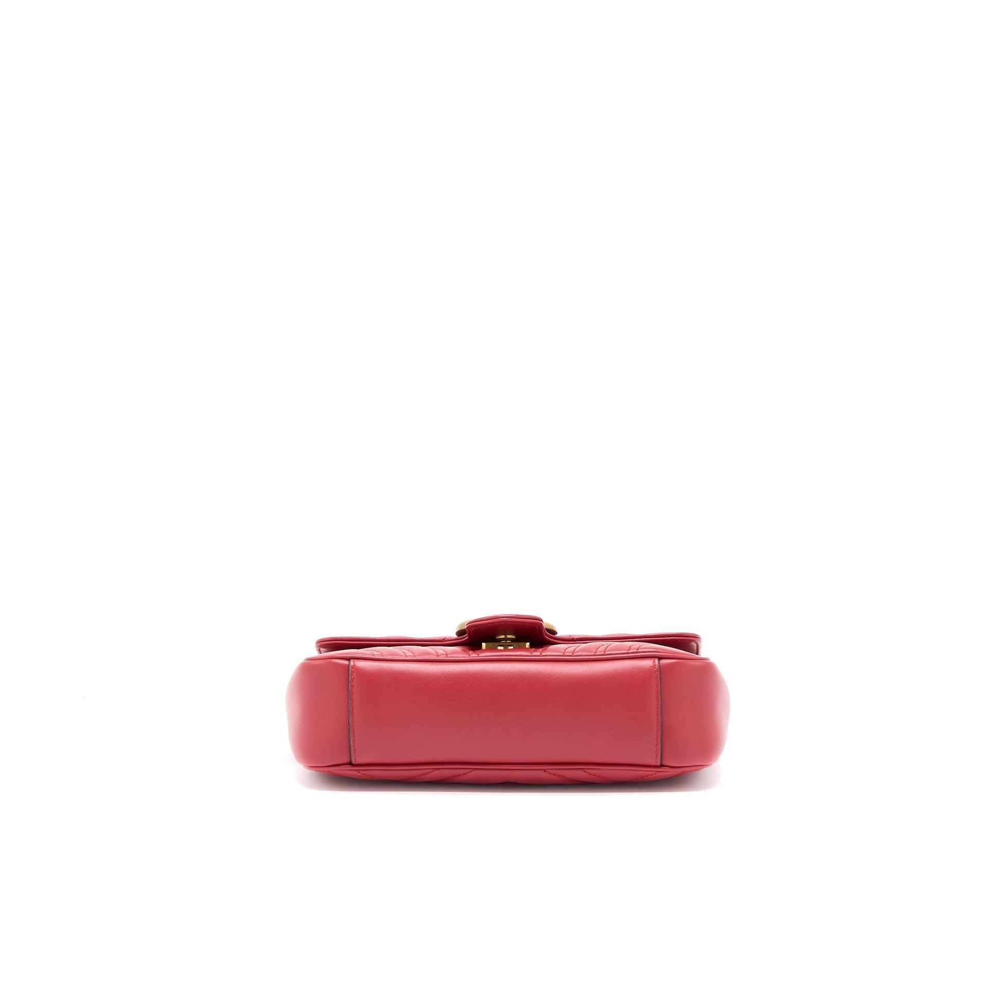 Gucci Marmont Calfskin Handbag Red Mini Travel Bag