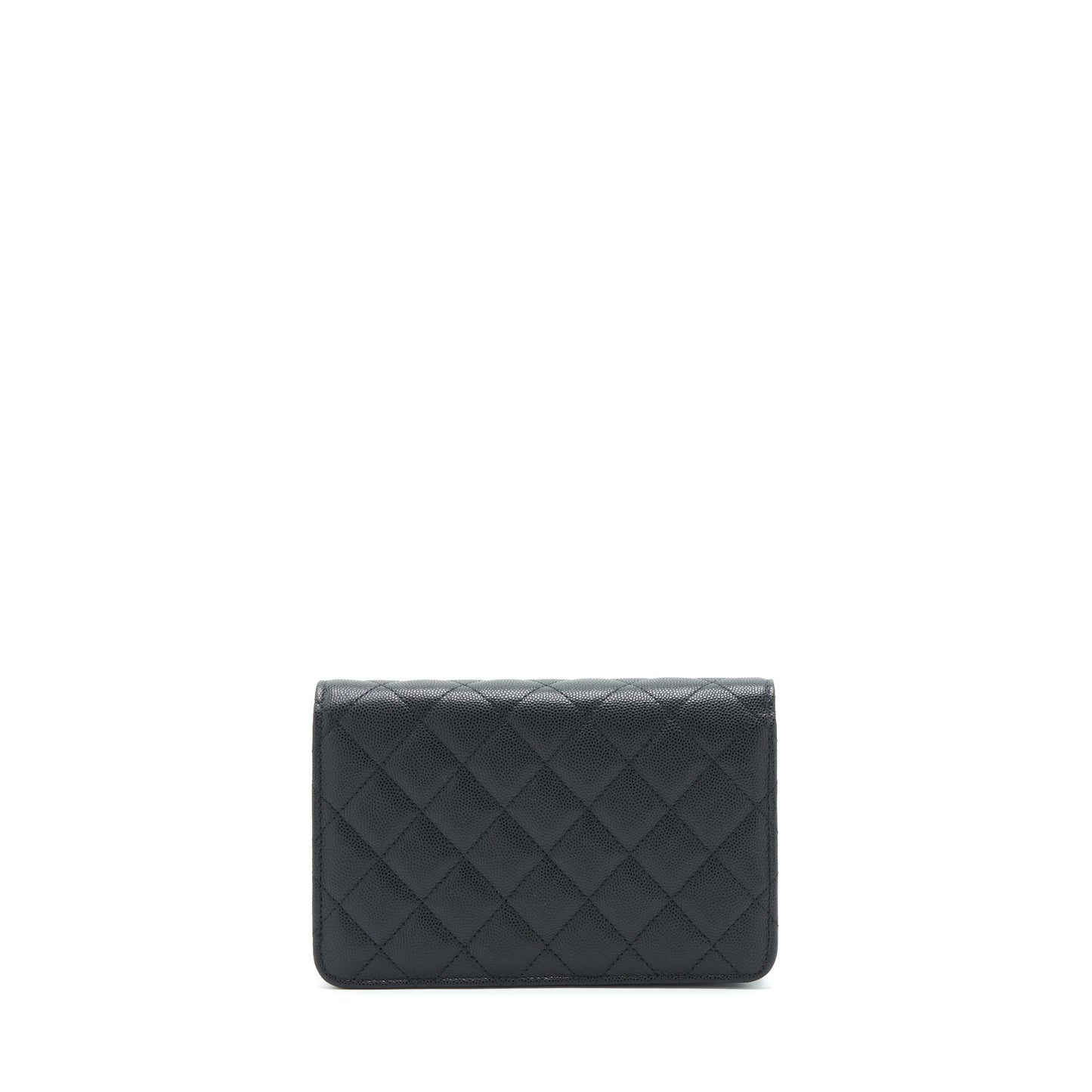 Chanel 22S Detailed Logo On Caviar LGHW Black Wallet Case