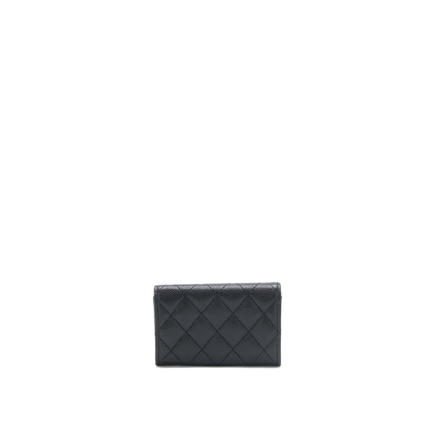 Chanel 23P Detailed Logo Flap Card Holder Black Wallet Case
