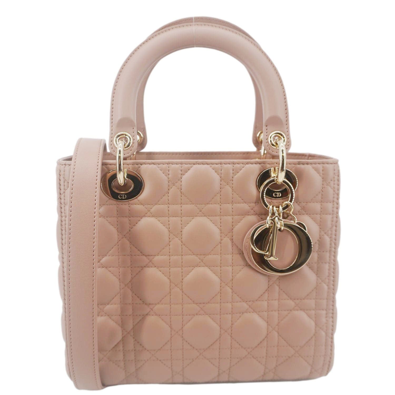 Dior Lady Cannage Crossbody Bag Rose Leather Pink