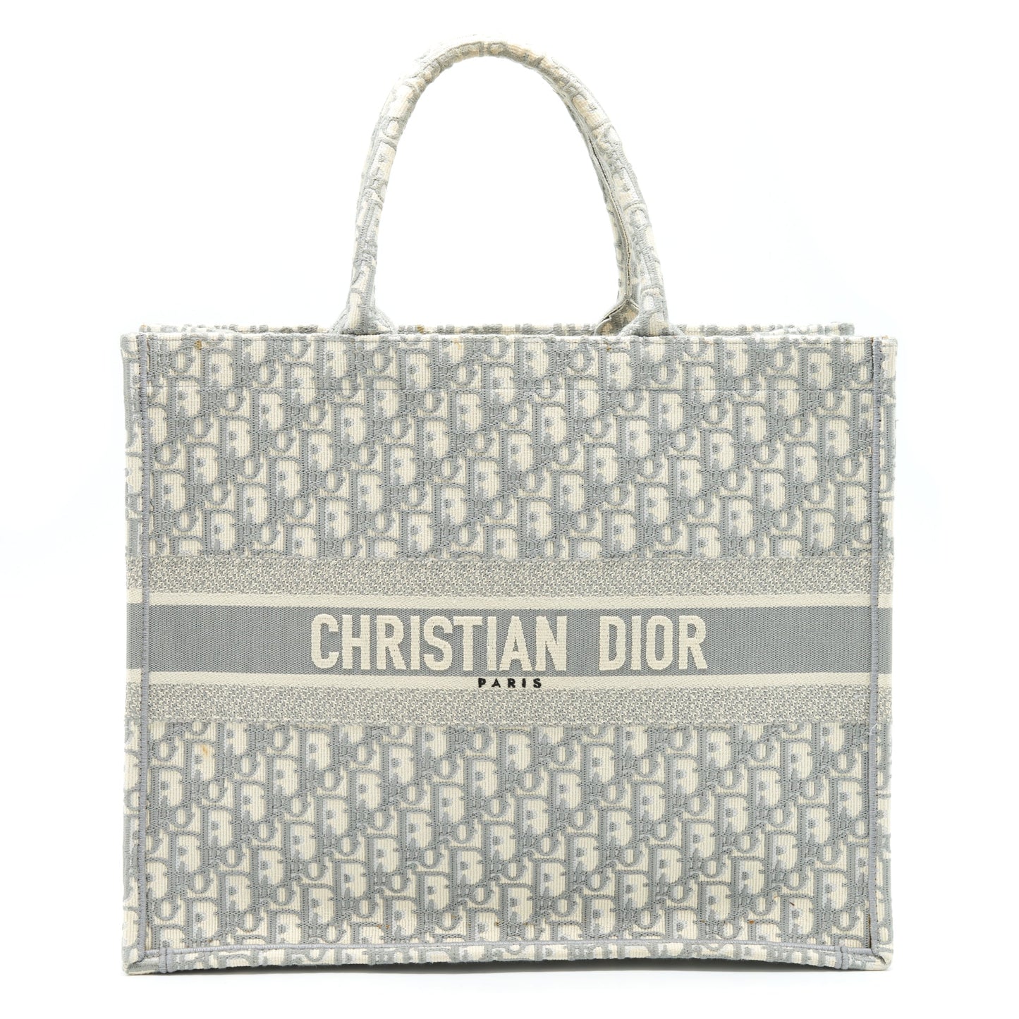 Dior Book Tote Grey Oblique Embroidery Handbag Large Tote Bag