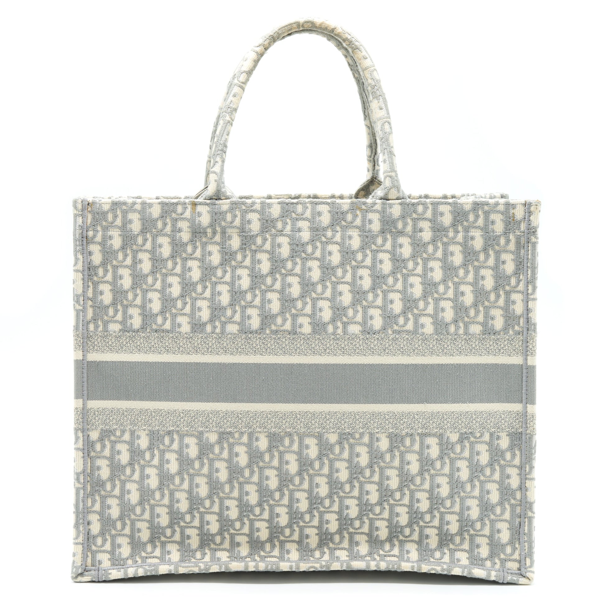Dior Book Tote Grey Oblique Embroidery Handbag Large Tote Bag