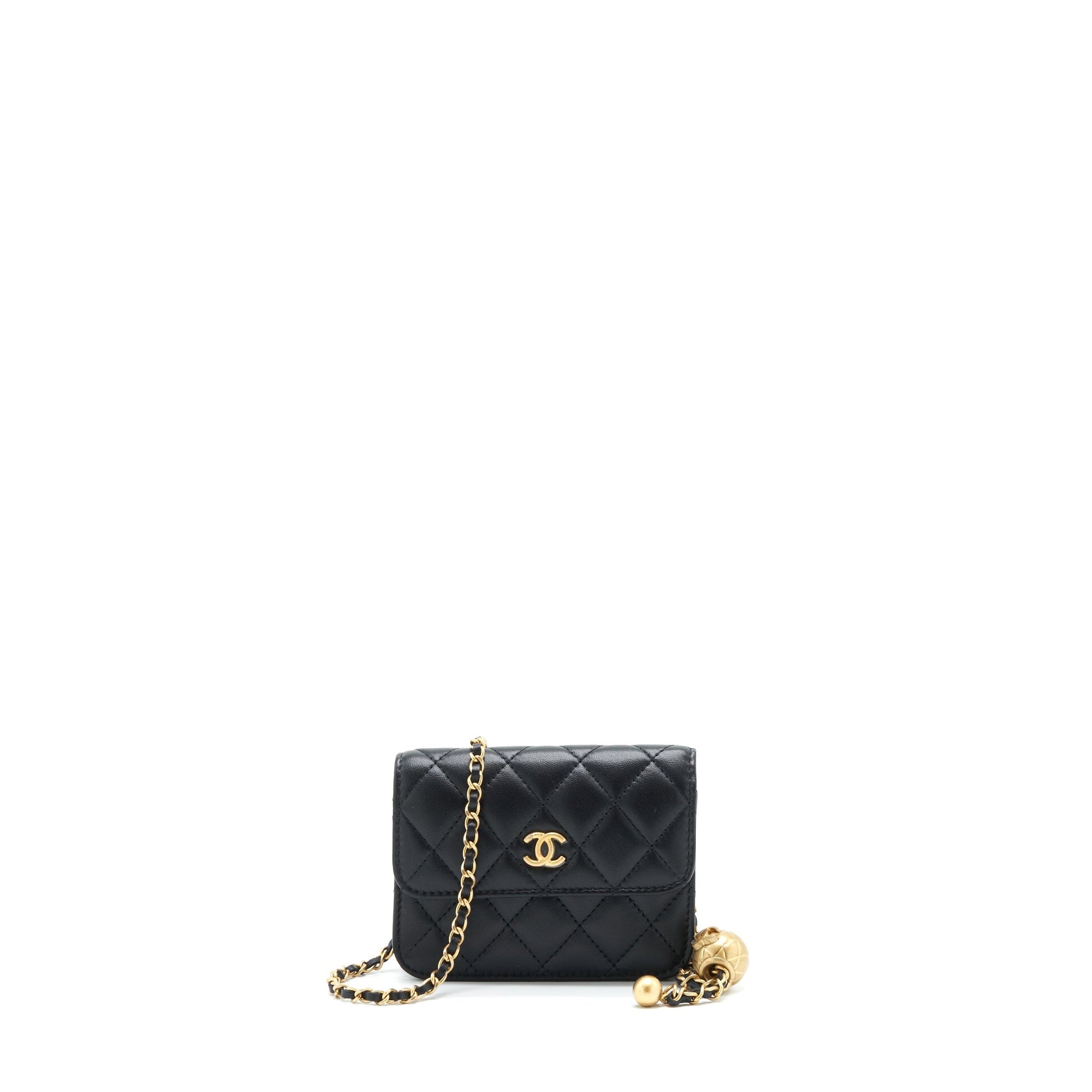 Chanel Pearl Crush Flap Belt Lambskin GHW Black