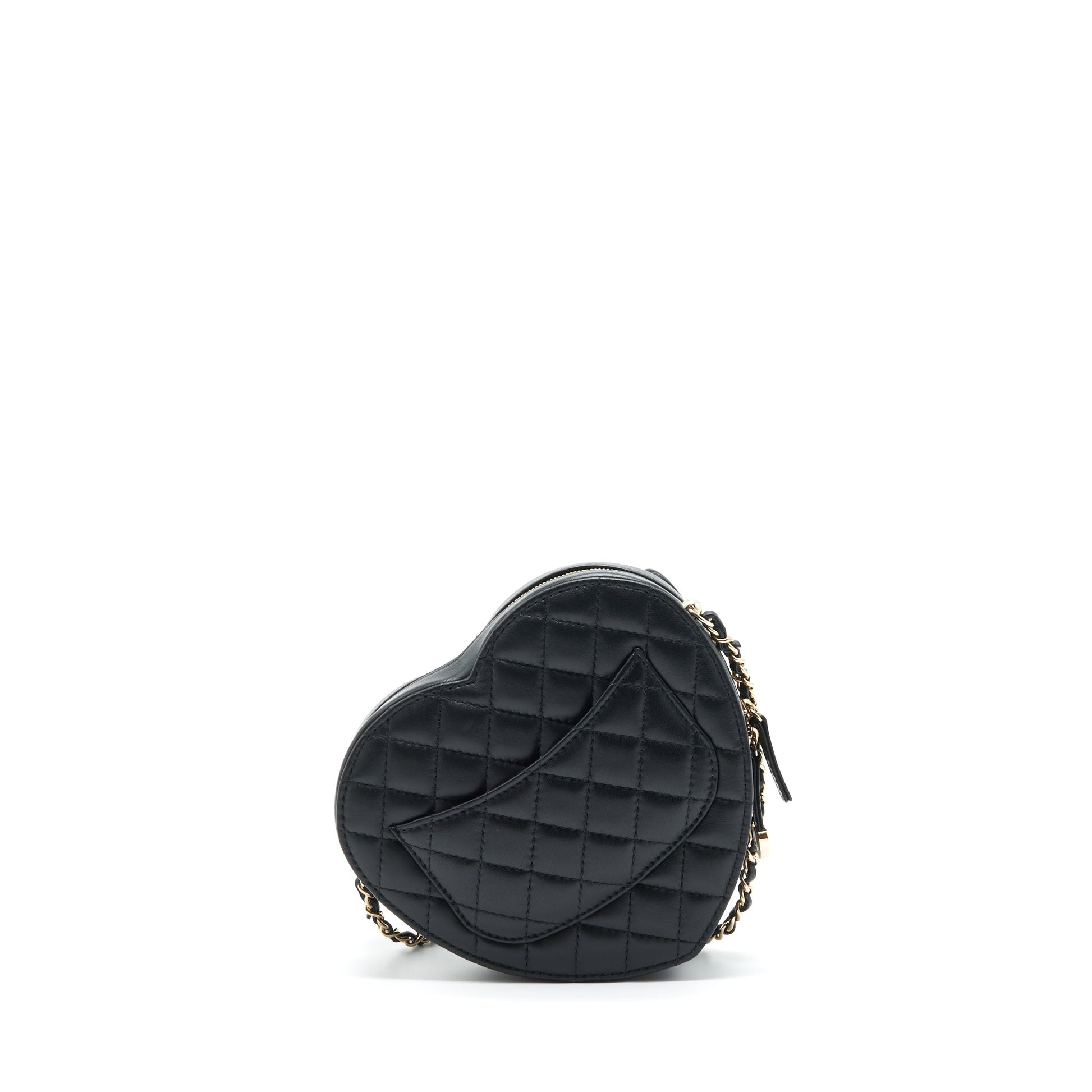 Chanel 22S Heart Lambskin LGHW Microchip Black Handbag Microchip 1