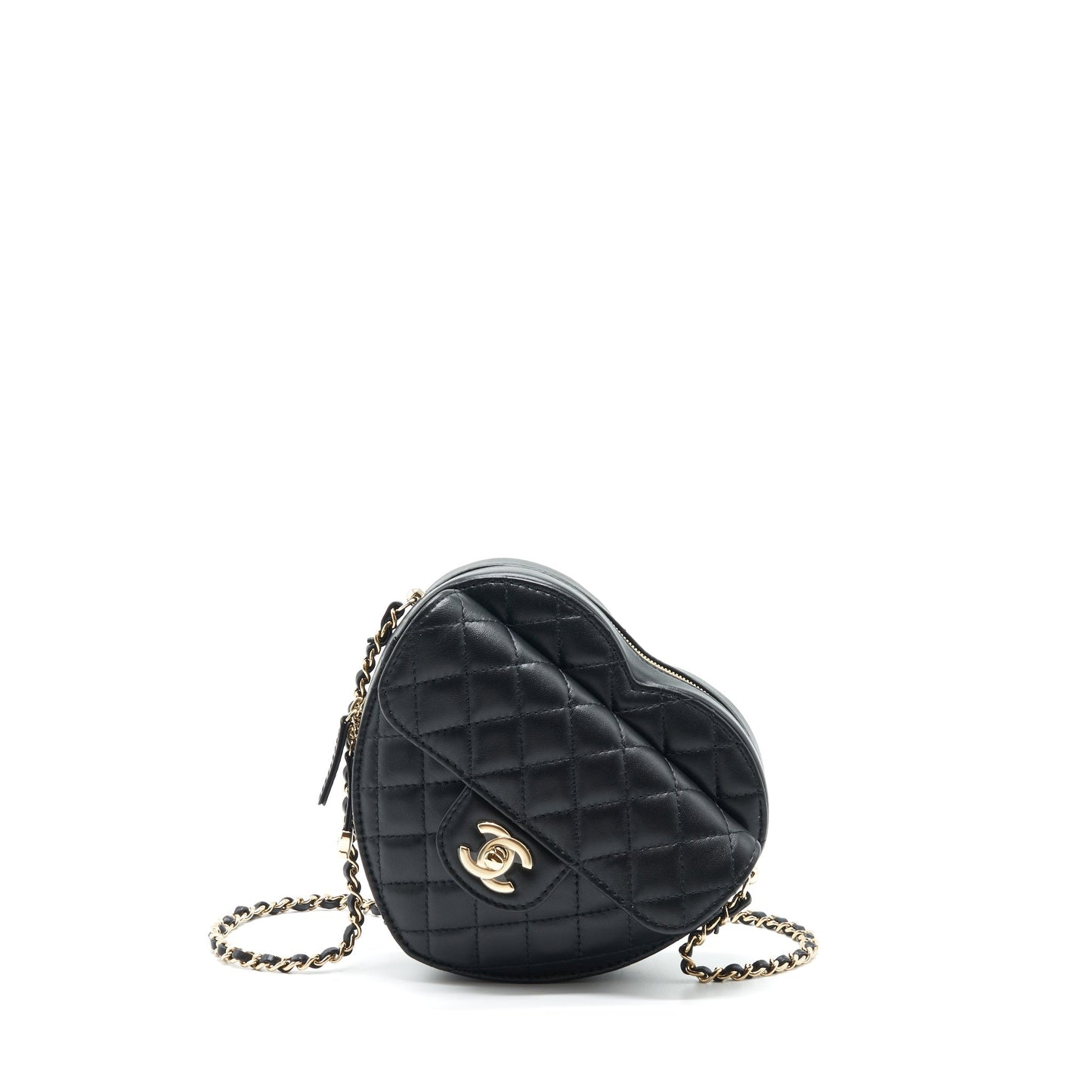 Chanel 22S Heart Lambskin LGHW Microchip Black Handbag Microchip 1