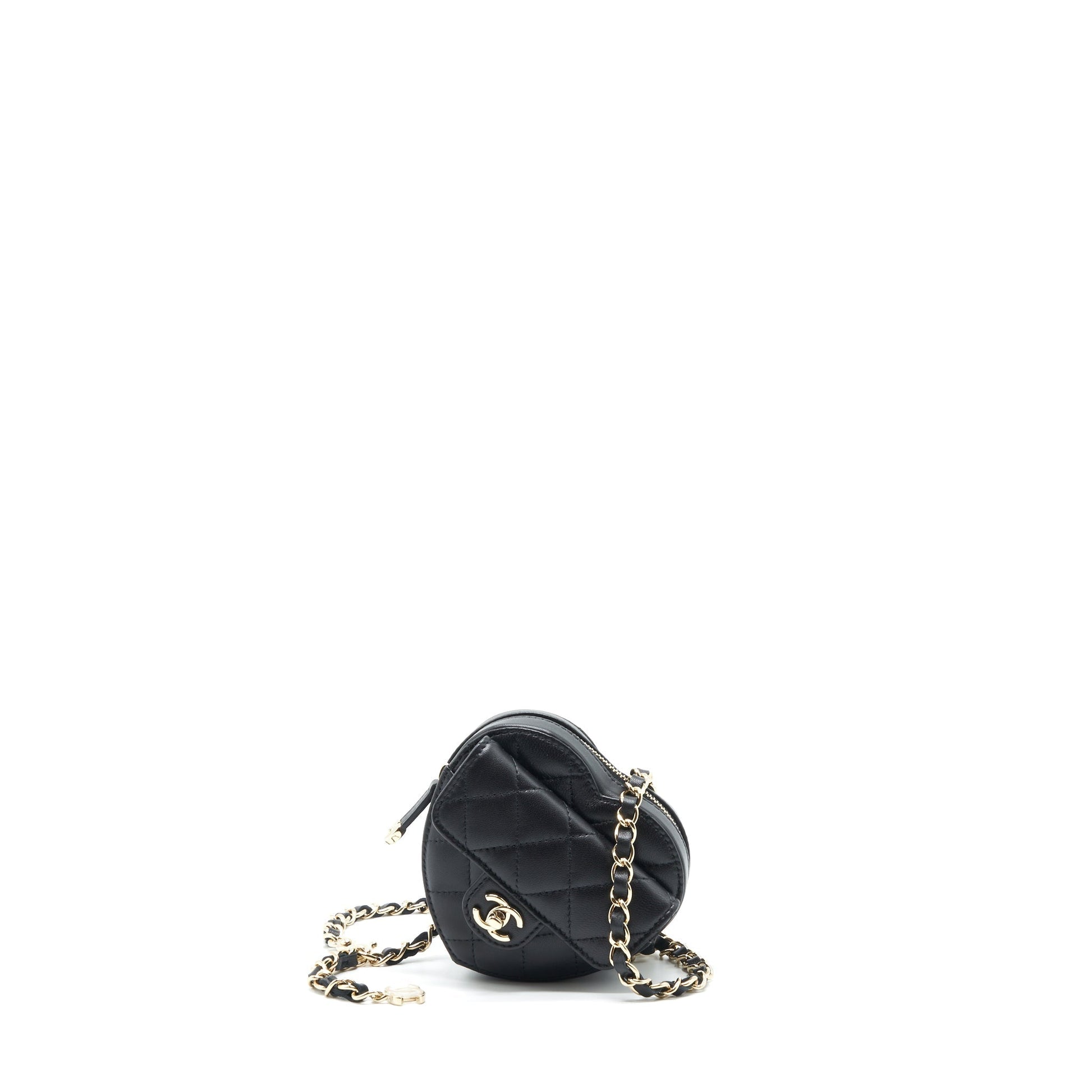 Chanel 22S Heart Belt Lambskin LGHW Black Lghw 2