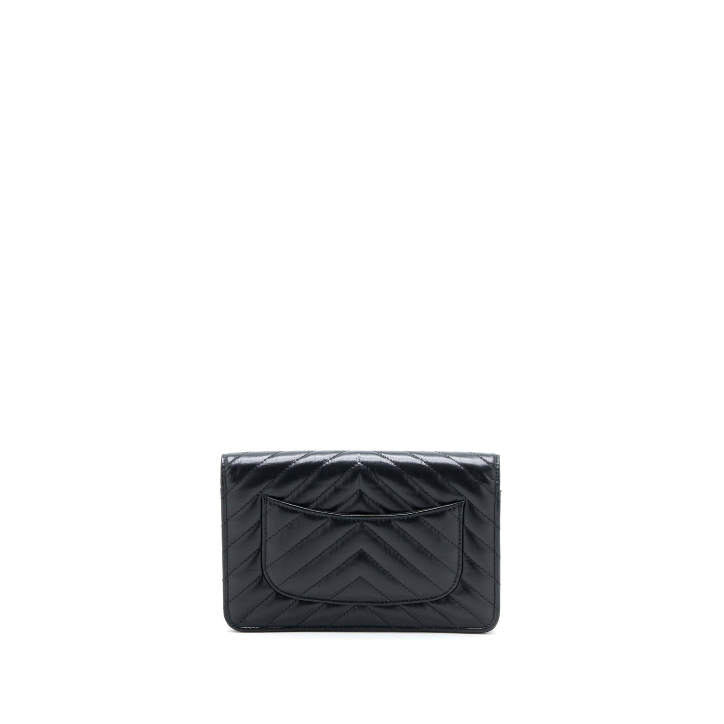 Chanel 2.55 Reissue On Chevron Aged Calfskin Black Wallet Case
