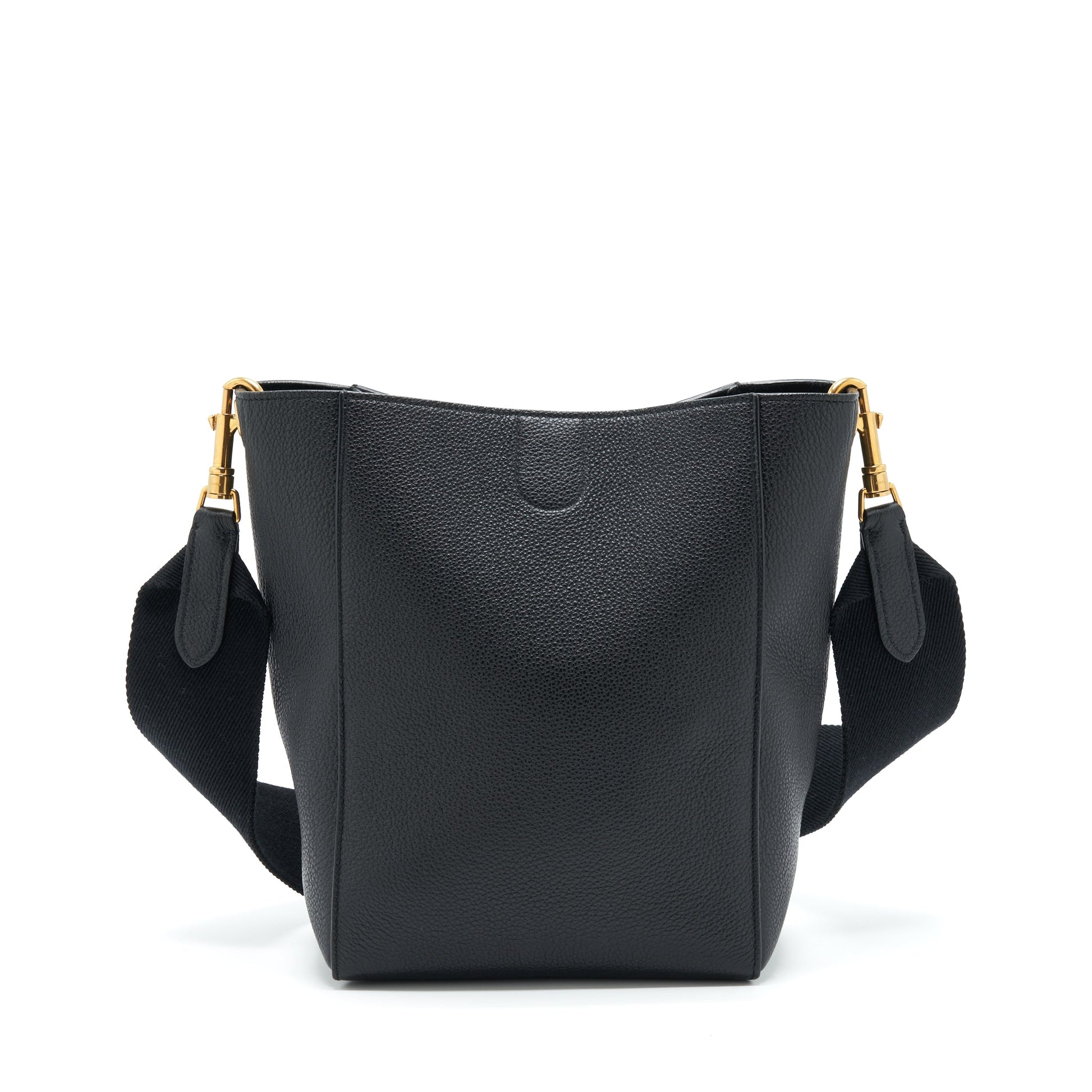 Celine Sangle Purse Soft Grained Calfskin Handbag Black Small Bucket Bag