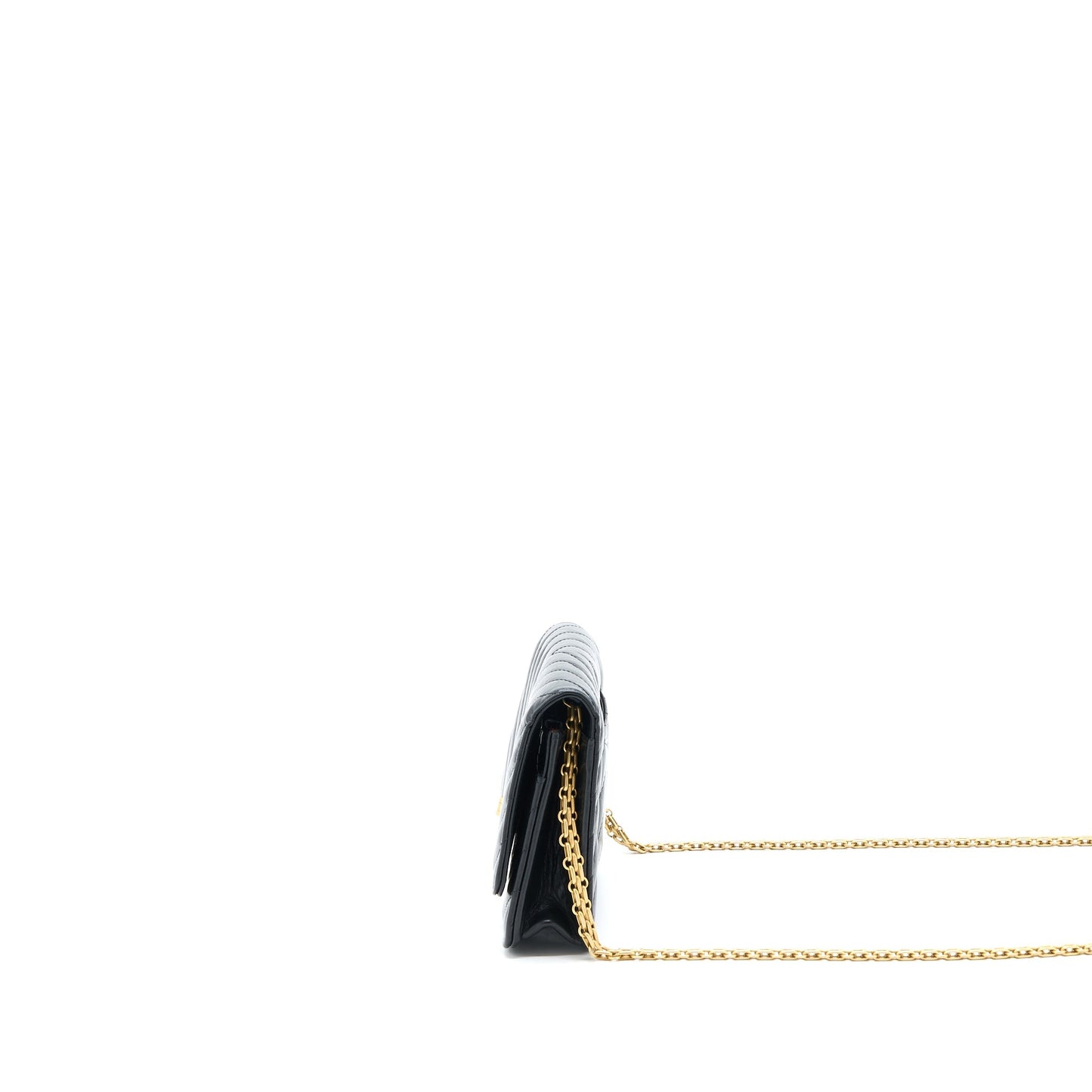 Chanel 2.55 Reissue On Chevron Aged Calfskin Black Wallet Case