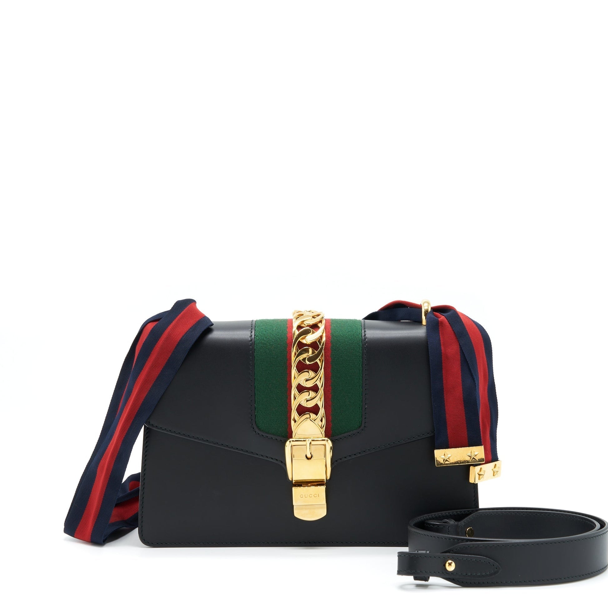 Gucci Sylvie Shoulder Bag Black Small Black Ghw