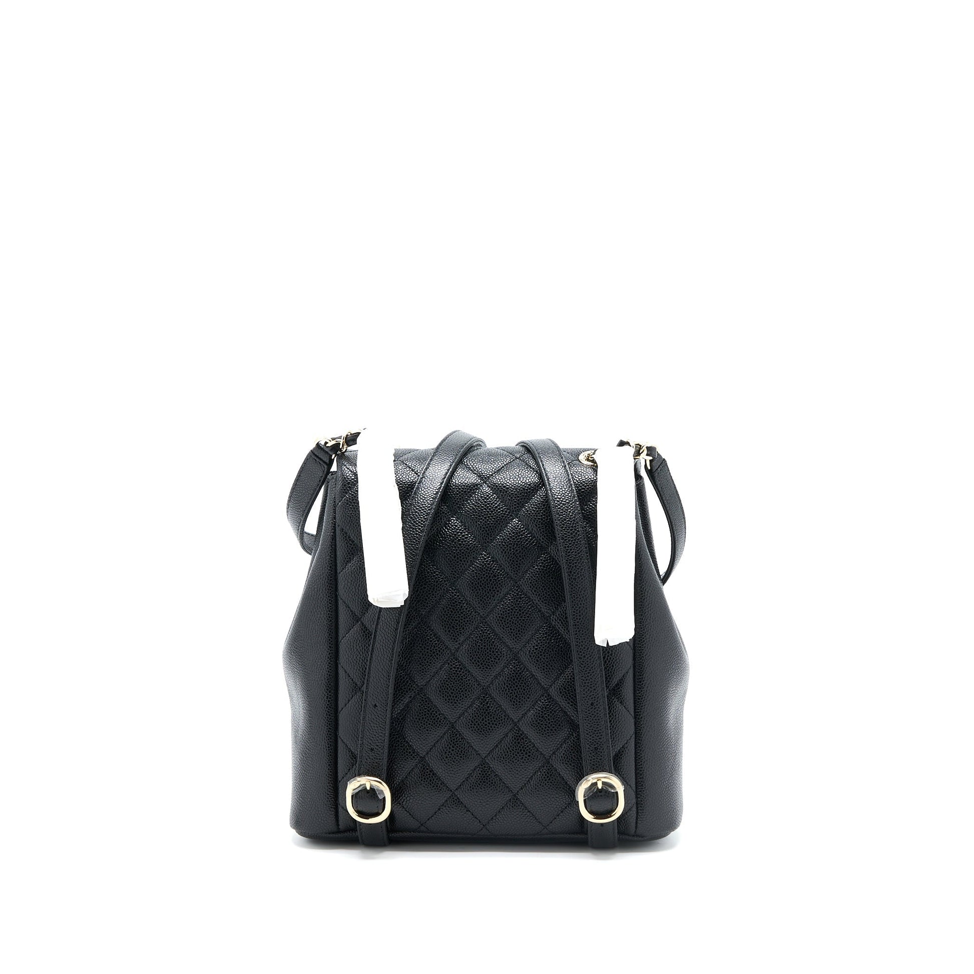 Chanel 23P Triple Pack Backpack Caviar LGHW Black Black Lghwmicrochip