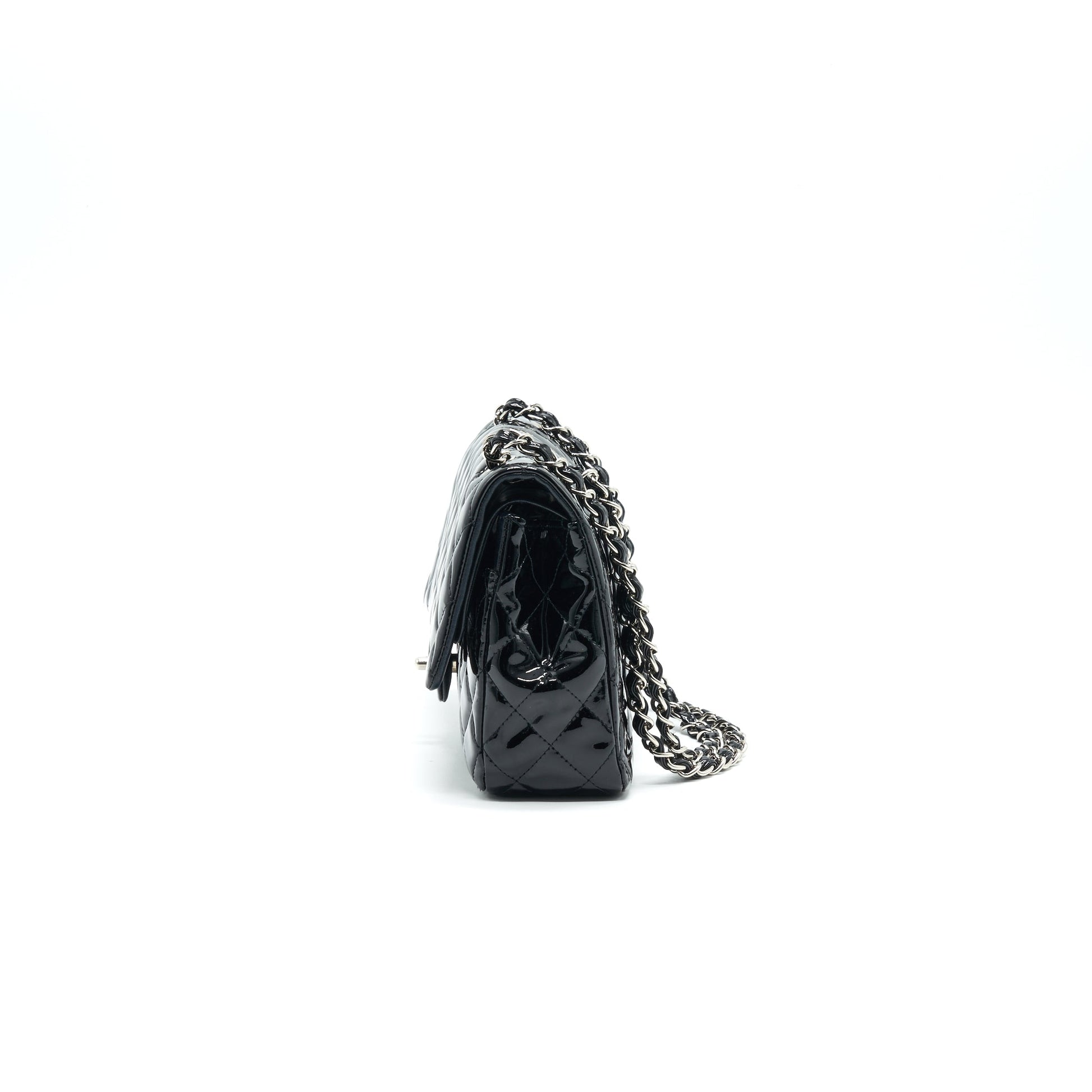 Chanel Patent Leather Medium Classic Double Flap bag Black SHW