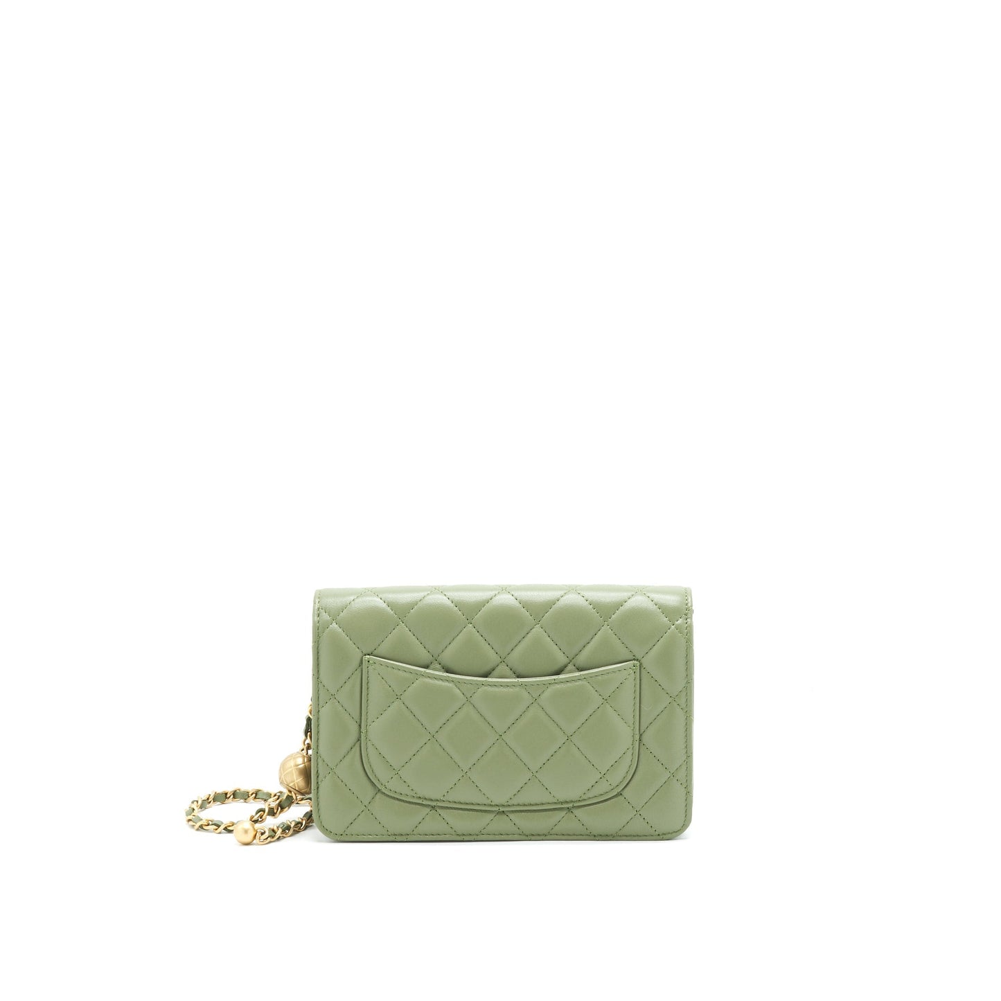 Chanel 21B GHW Pearl Crush On Green Wallet Case