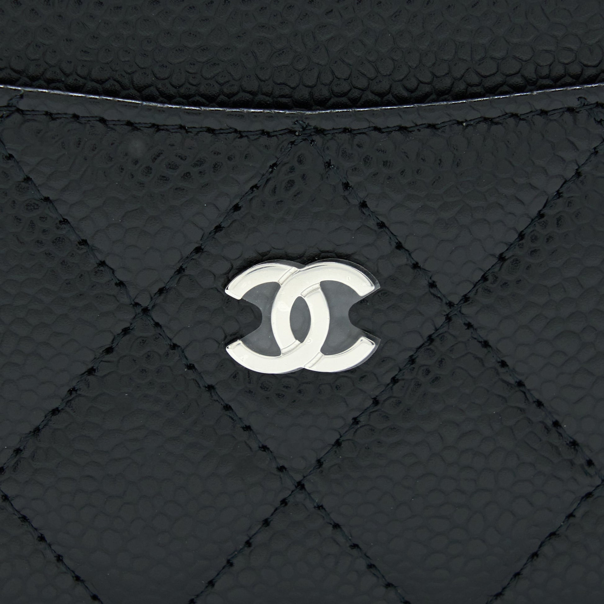 Chanel Classic Card Holder Caviar SHW Black Wallet Case