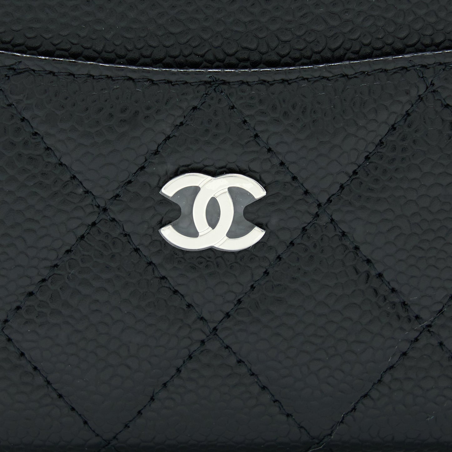 Chanel Classic Card Holder Caviar SHW Black Wallet Case Shw 1