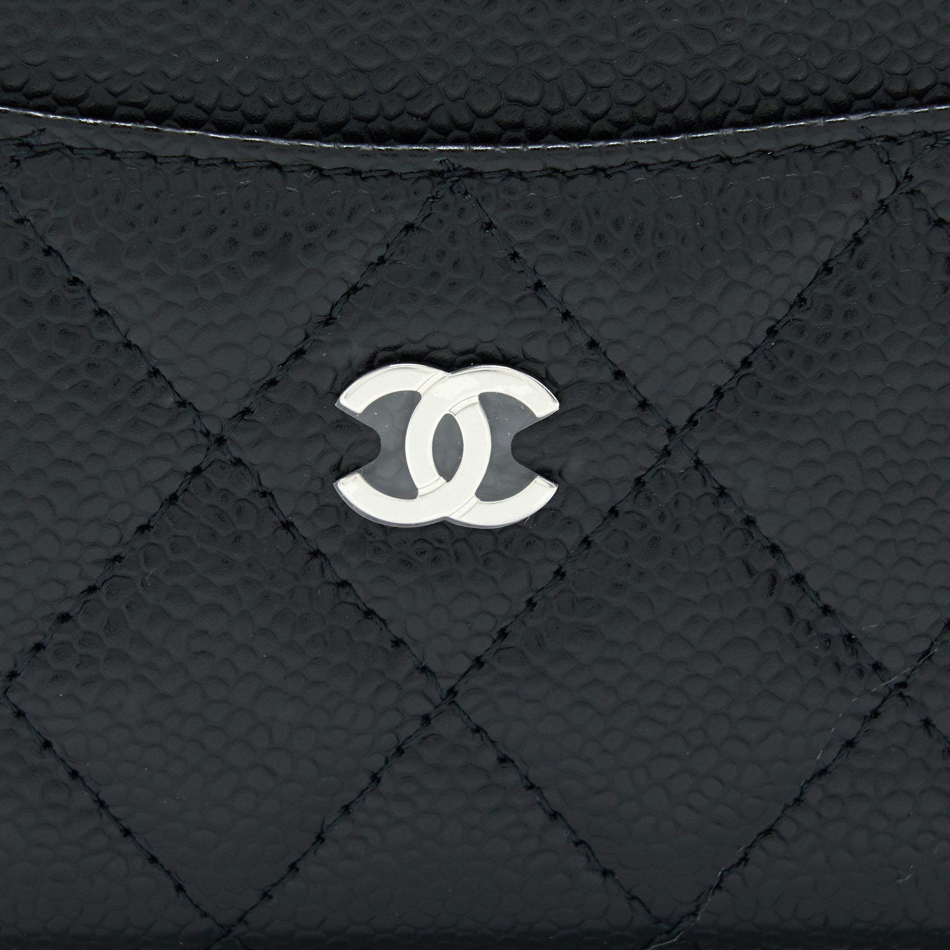 Chanel Classic Card Holder Caviar SHW Black Wallet Case Shw 1